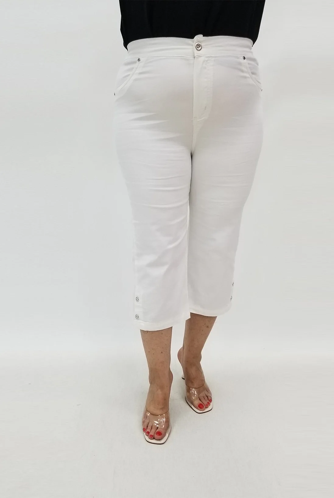 Miraggio Büyük Beden Kapri 99687 BEYAZ