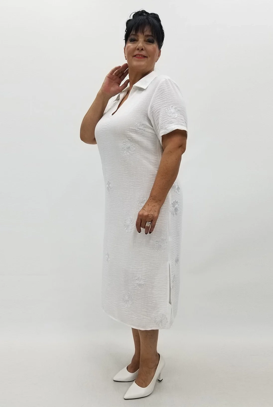 Miraggio Büyük Beden Elbise 99961 BEYAZ