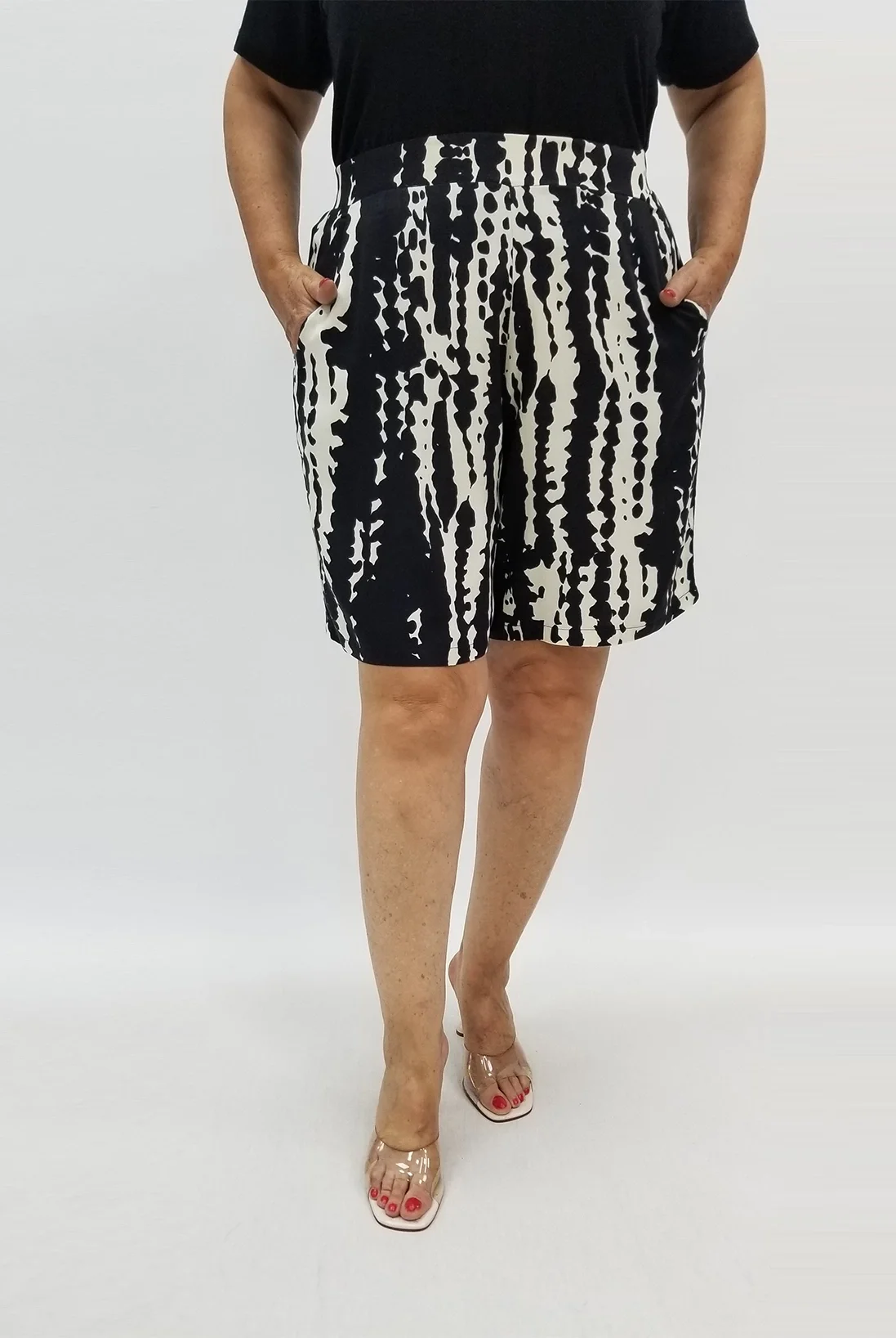 Miraggio Büyük Beden Şort 99851 KREM/SİYAH