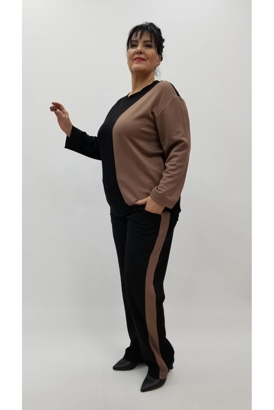 Miraggio Büyük Beden Takım 4317 SİYAH/KAHVE