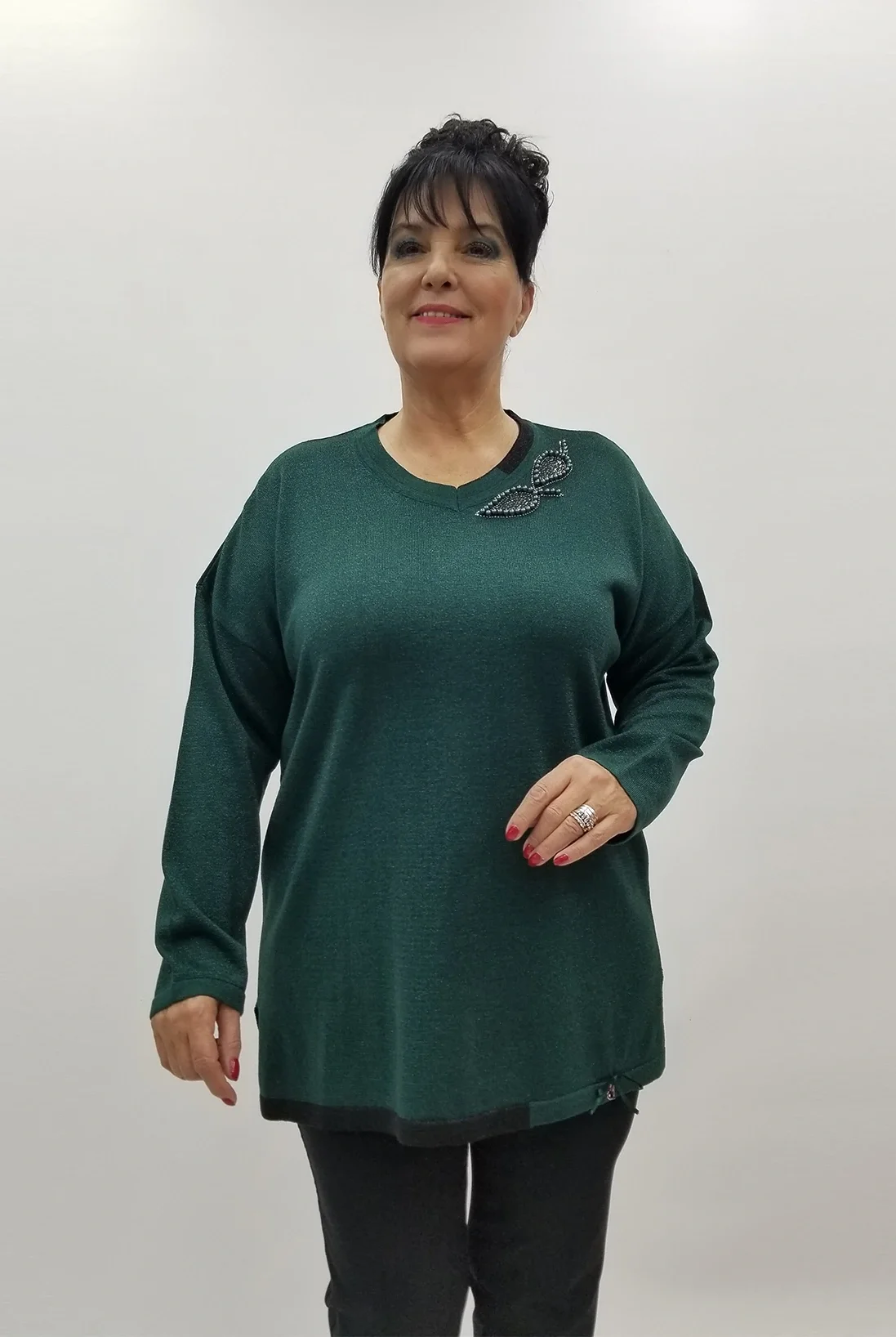 Miraggio Büyük Beden Triko 4104 ZÜMRÜT YEŞİLİ