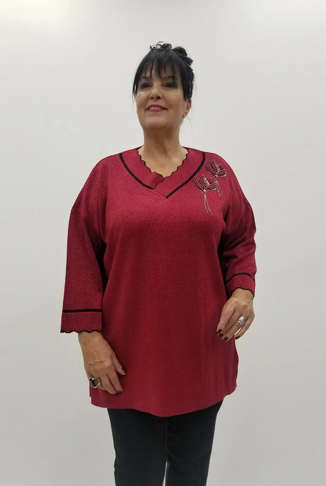 Miraggio Büyük Beden Triko 4105 BORDO