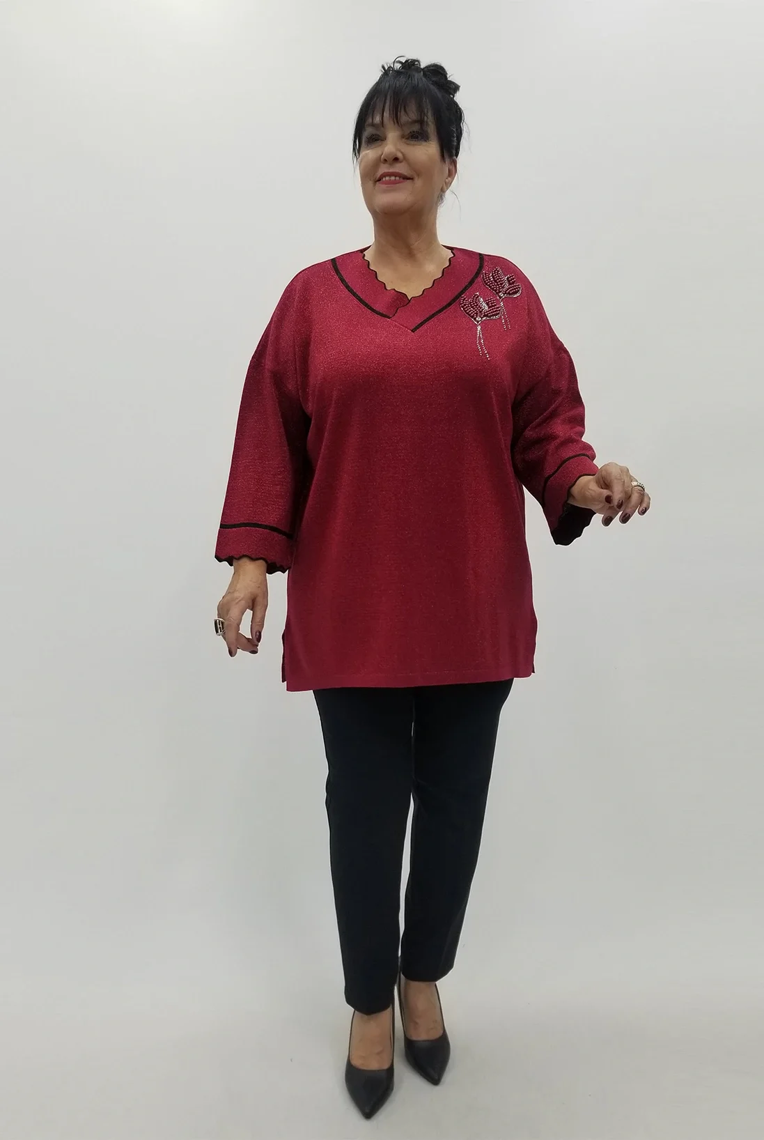 Miraggio Büyük Beden Triko 4105 BORDO