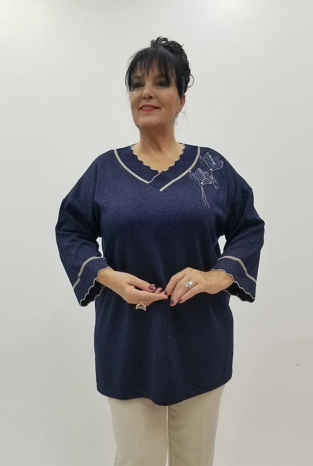 Miraggio Büyük Beden Triko 4105 LACİVERT