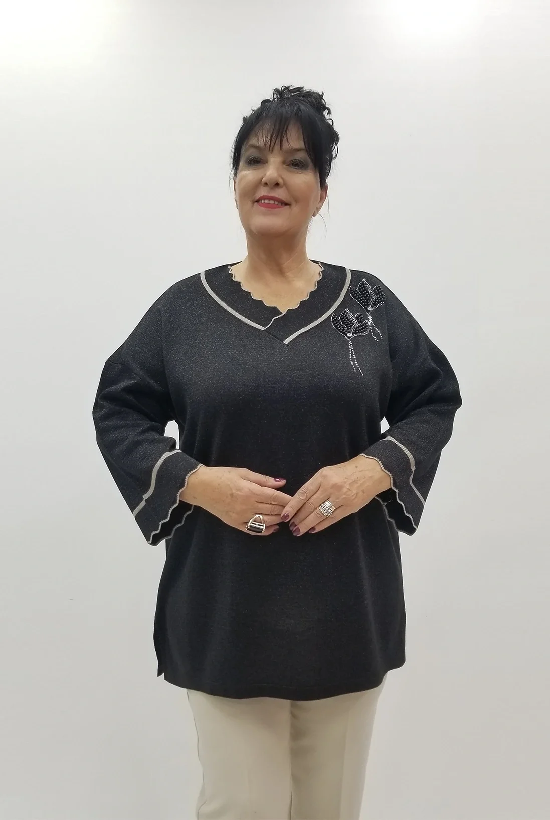 Miraggio Büyük Beden Triko 4105 SİYAH