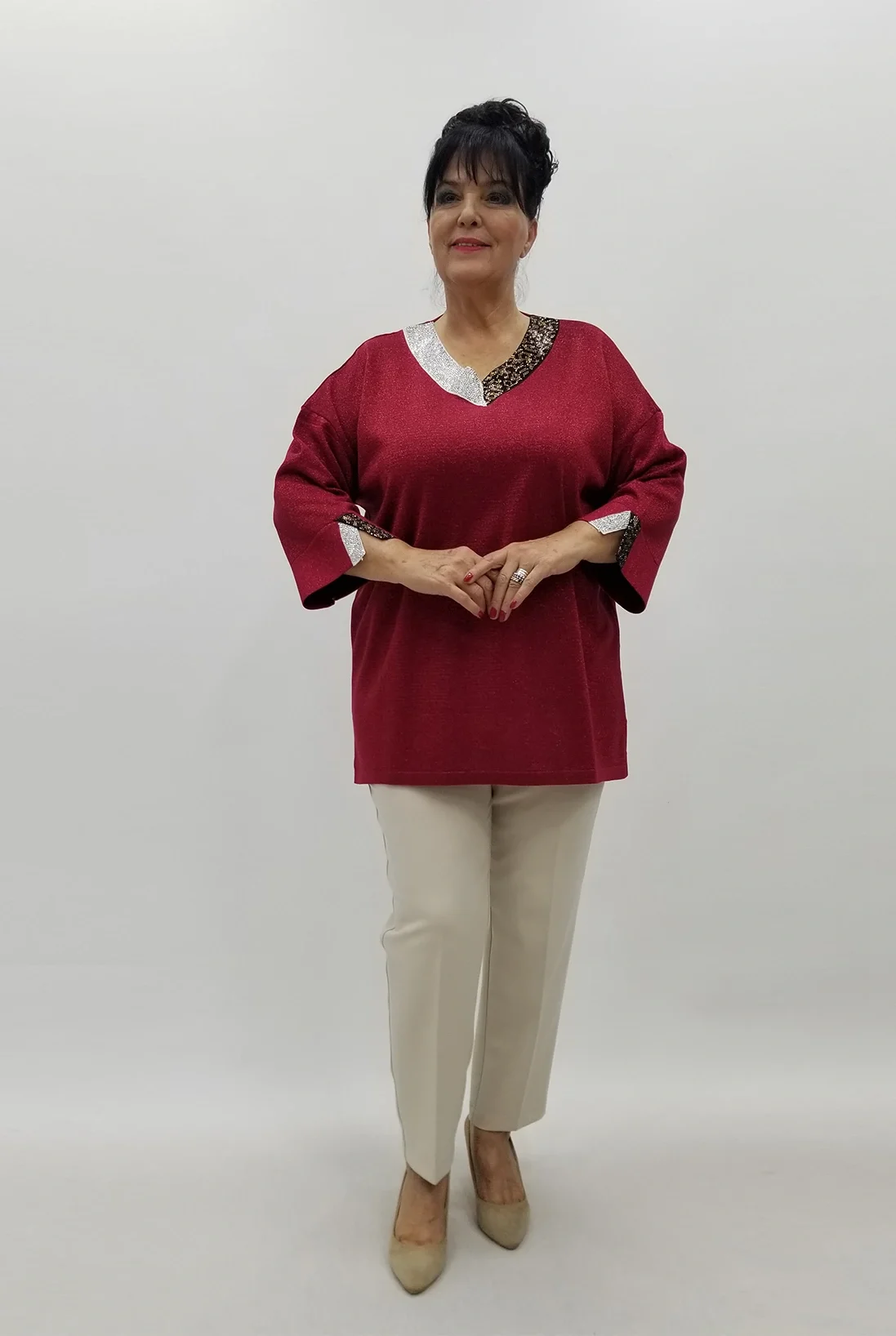 Miraggio Büyük Beden Triko 4106 BORDO