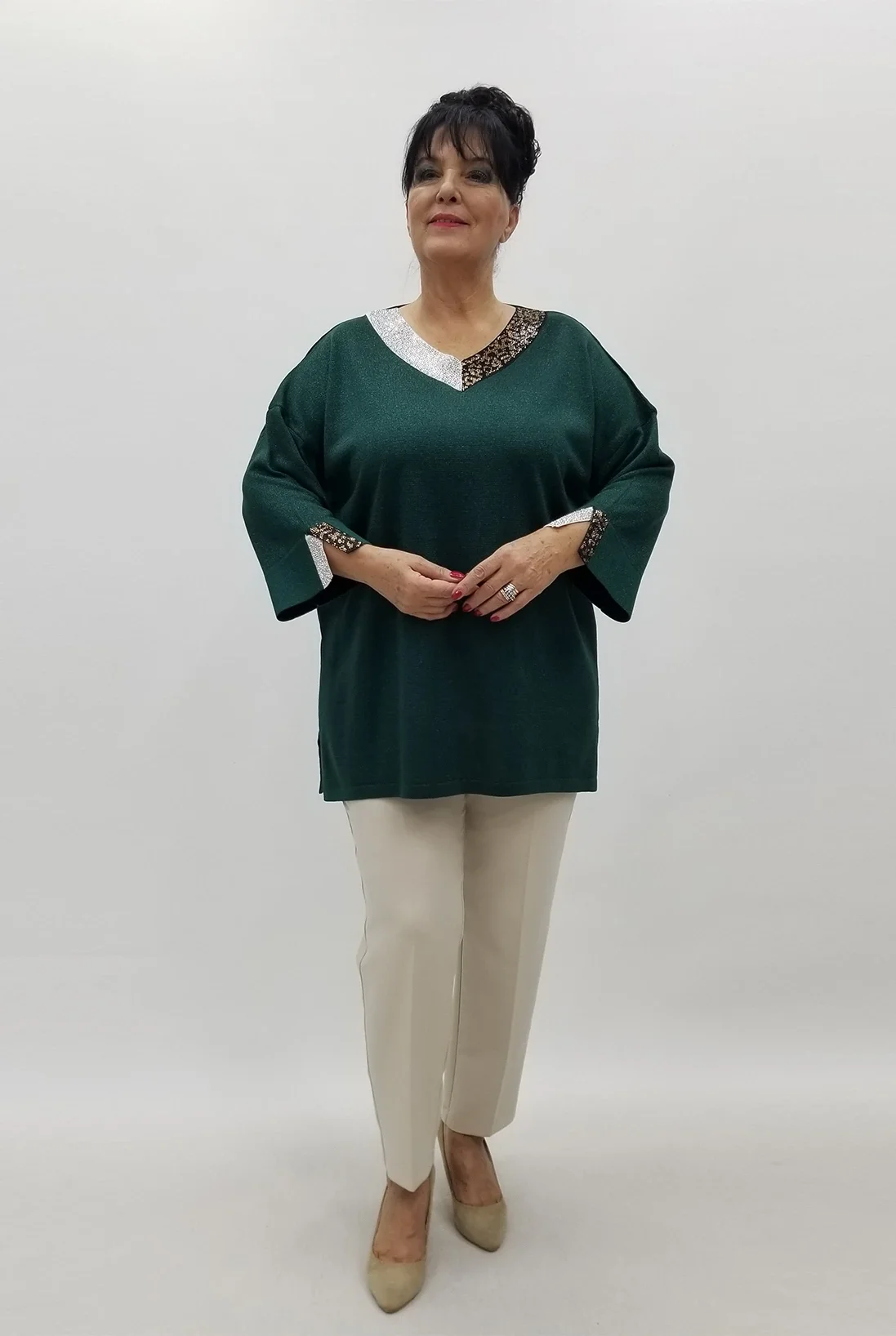 Miraggio Büyük Beden Triko 4106 ZÜMRÜT YEŞİLİ