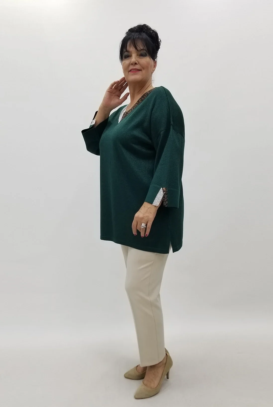 Miraggio Büyük Beden Triko 4106 ZÜMRÜT YEŞİLİ