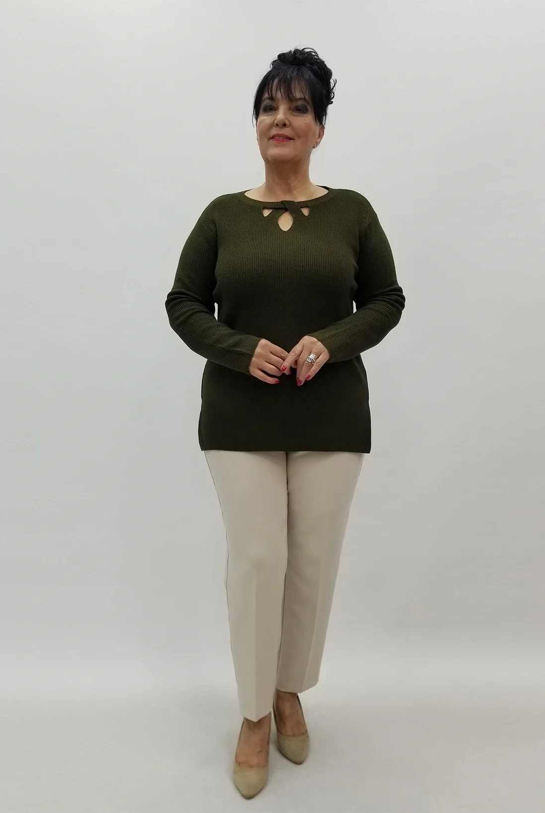 Miraggio Büyük Beden Triko 95914 HAKİ