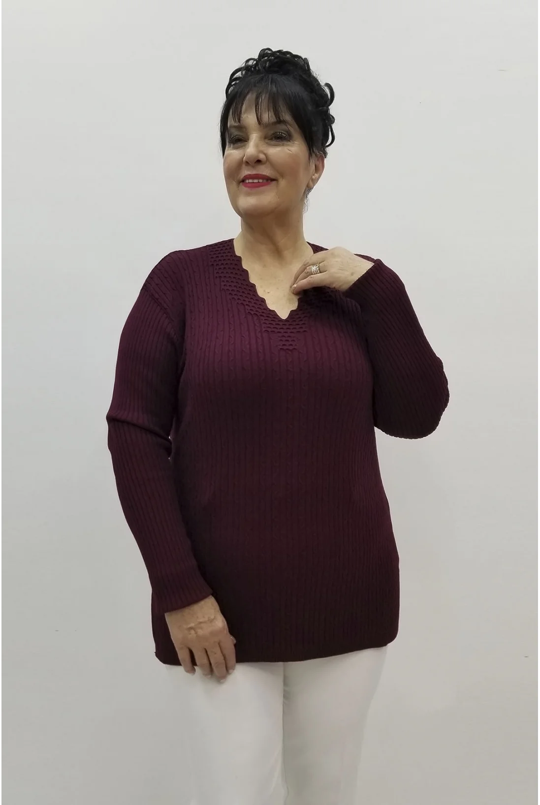 Miraggio Büyük Beden Triko 98326 BORDO