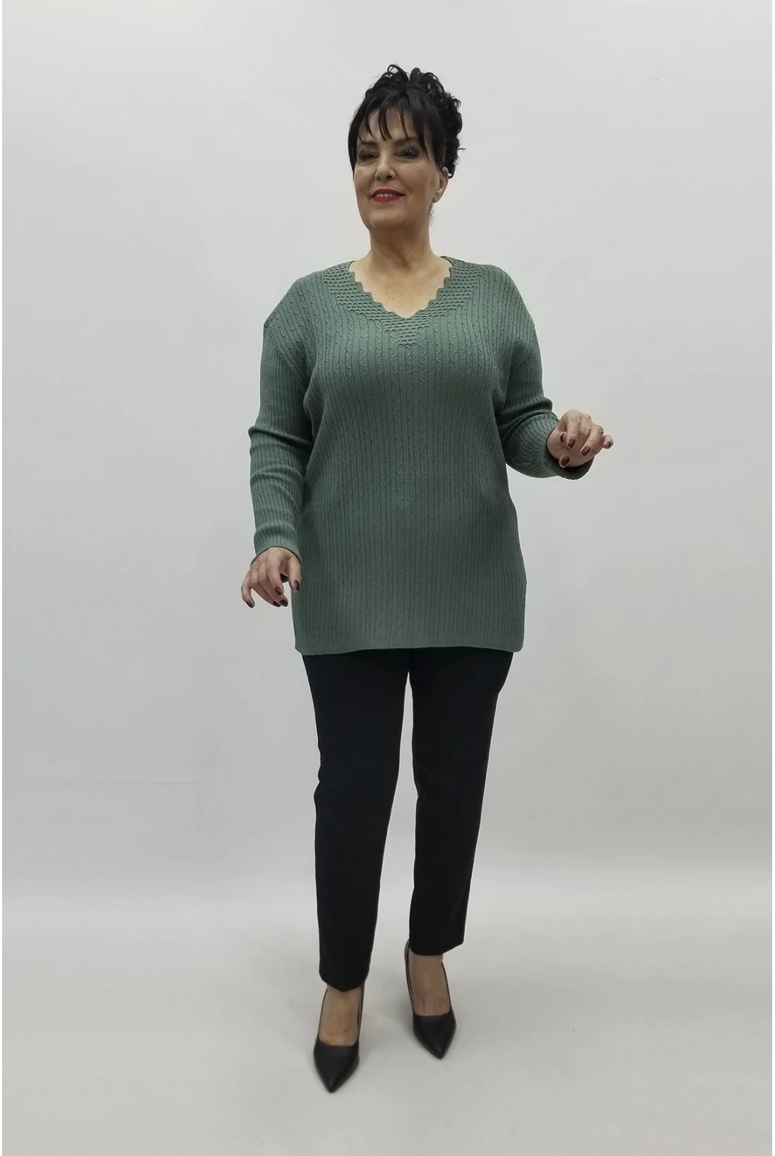 Miraggio Büyük Beden Triko 98326 YEŞİL