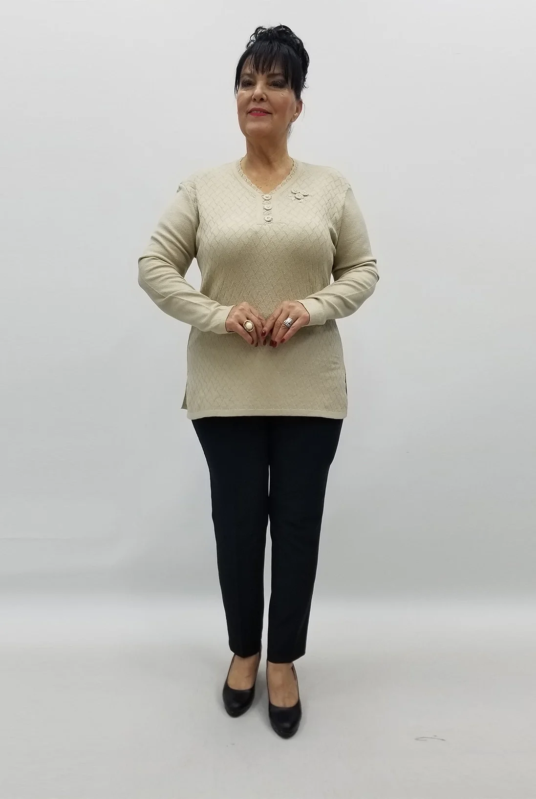 Miraggio Büyük Beden Triko 98345 KREM