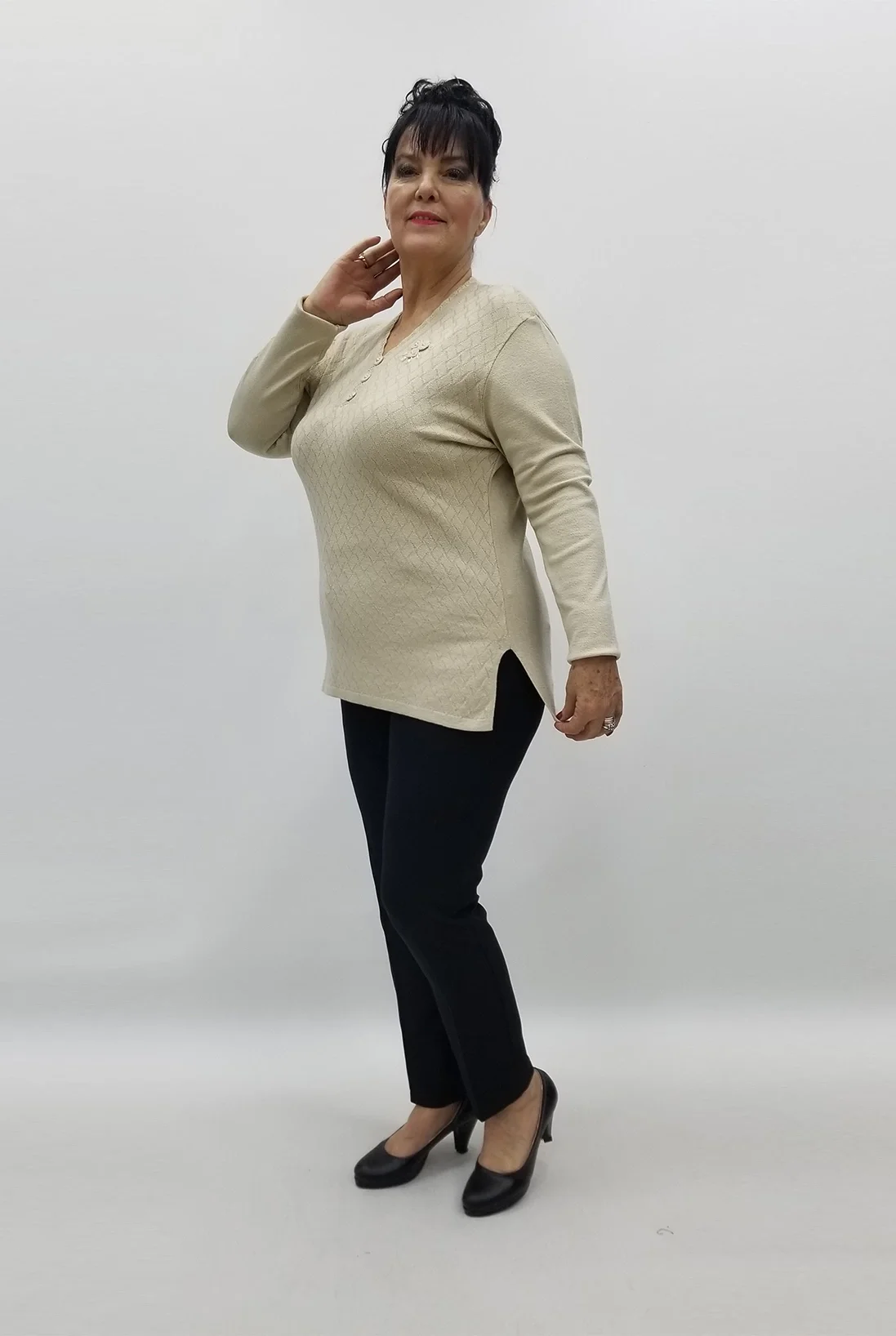 Miraggio Büyük Beden Triko 98345 KREM