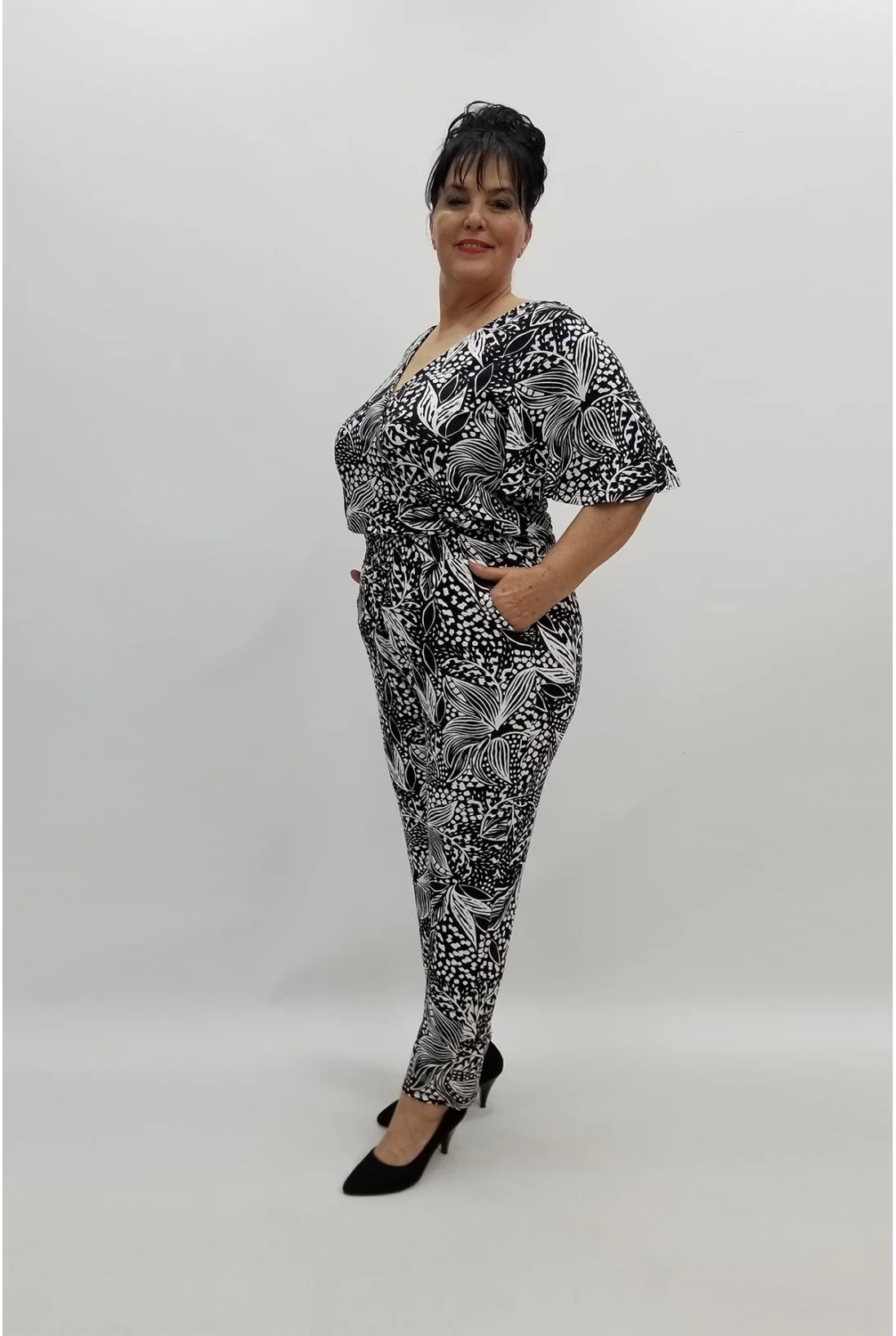 Miraggio Büyük Beden Tulum 97725 SİYAH/BEYAZ