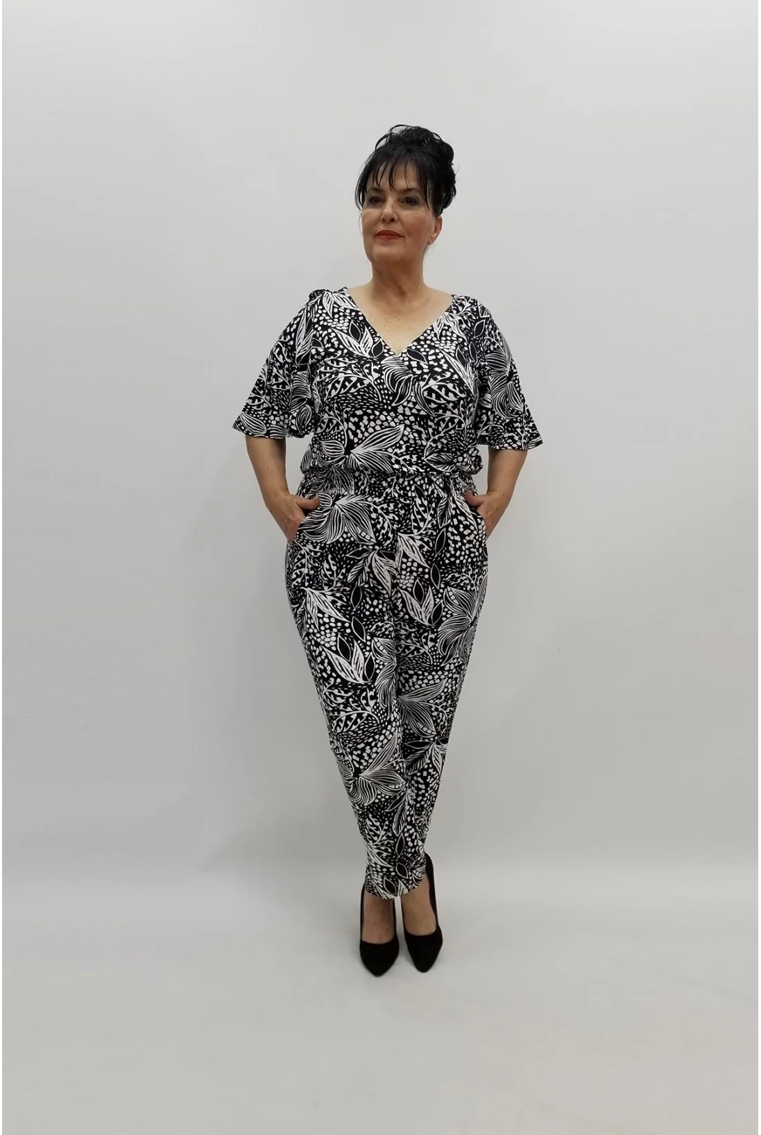 Miraggio Büyük Beden Tulum 97725 SİYAH/BEYAZ