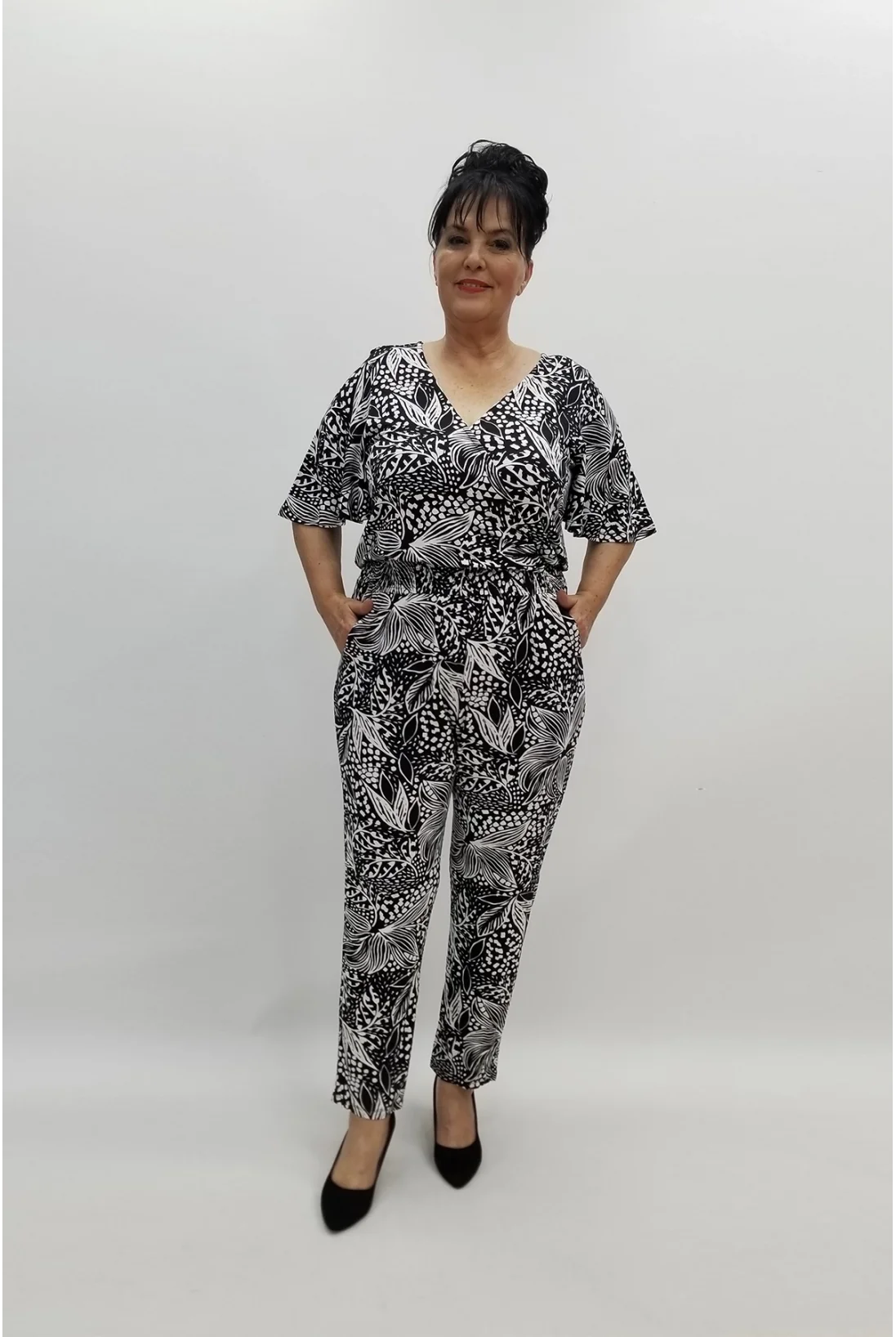 Miraggio Büyük Beden Tulum 97725 SİYAH/BEYAZ