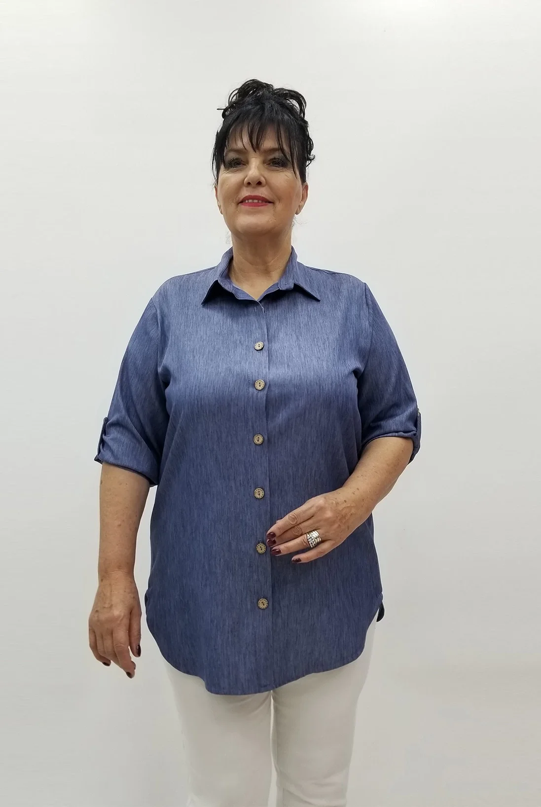 Miraggio Büyük Beden Tunik 99694 KOT MAVİ