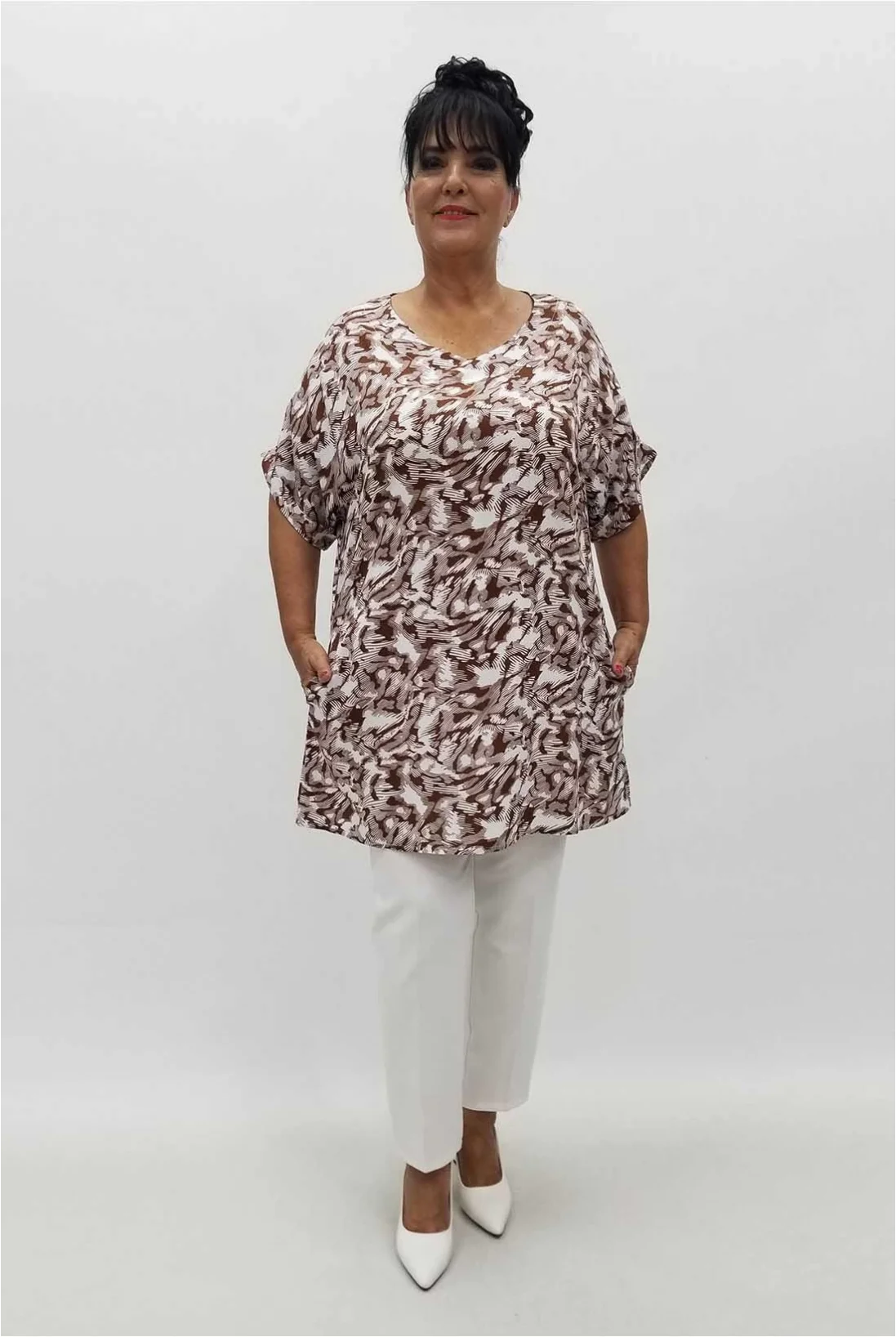 Miraggio Büyük Beden Tunik 99726 KAHVE
