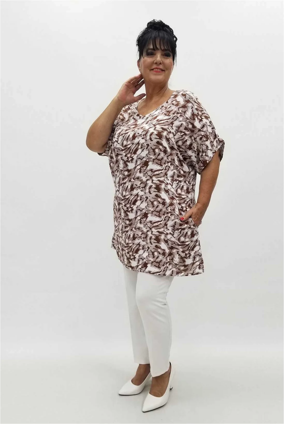 Miraggio Büyük Beden Tunik 99726 KAHVE