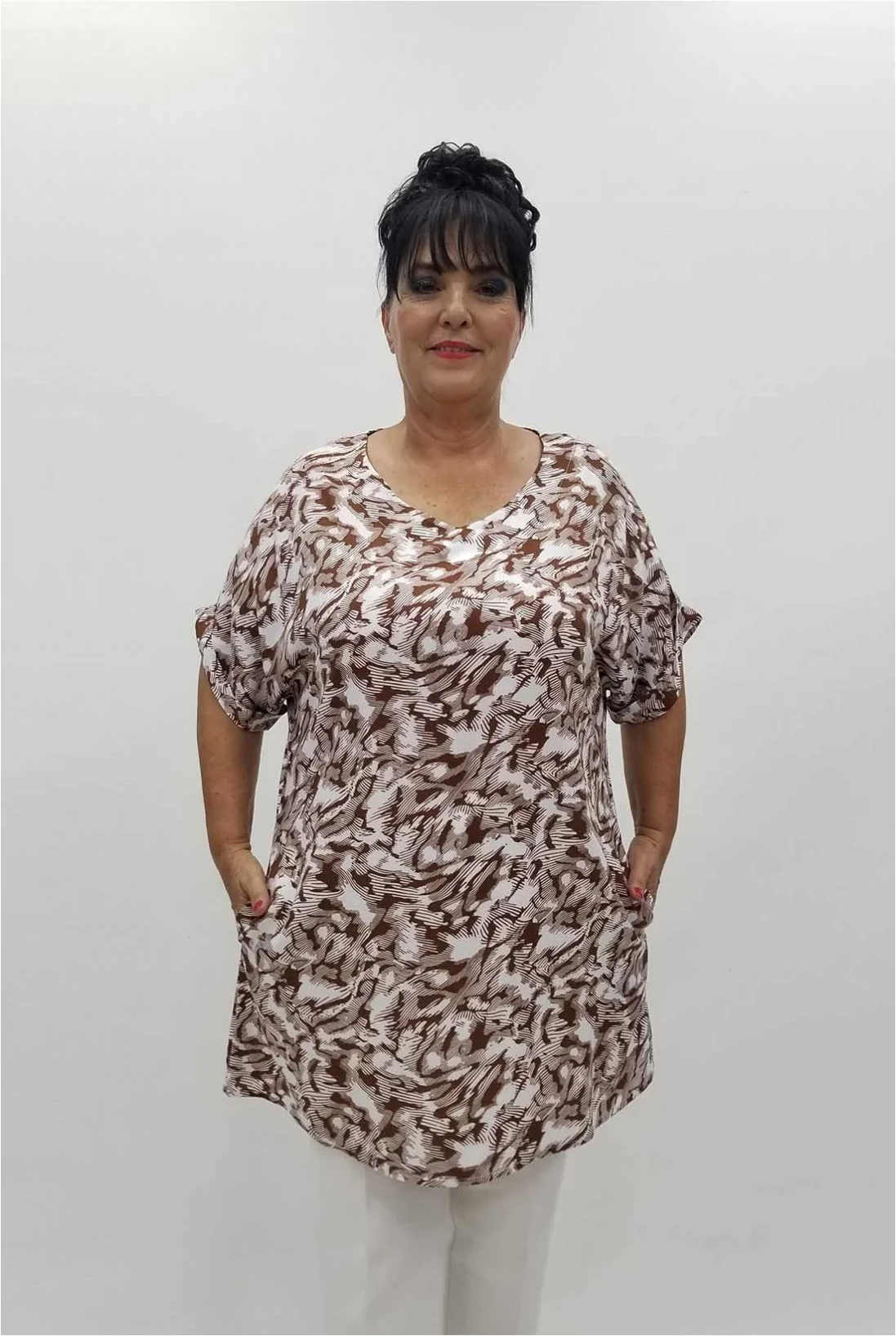 Miraggio Büyük Beden Tunik 99726 KAHVE