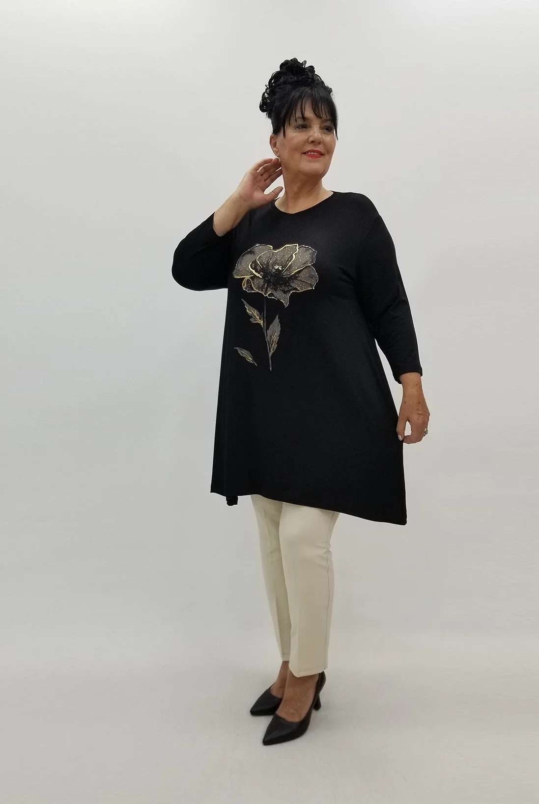 Miraggio Büyük Beden Tunik 99729 SİY-GOLD