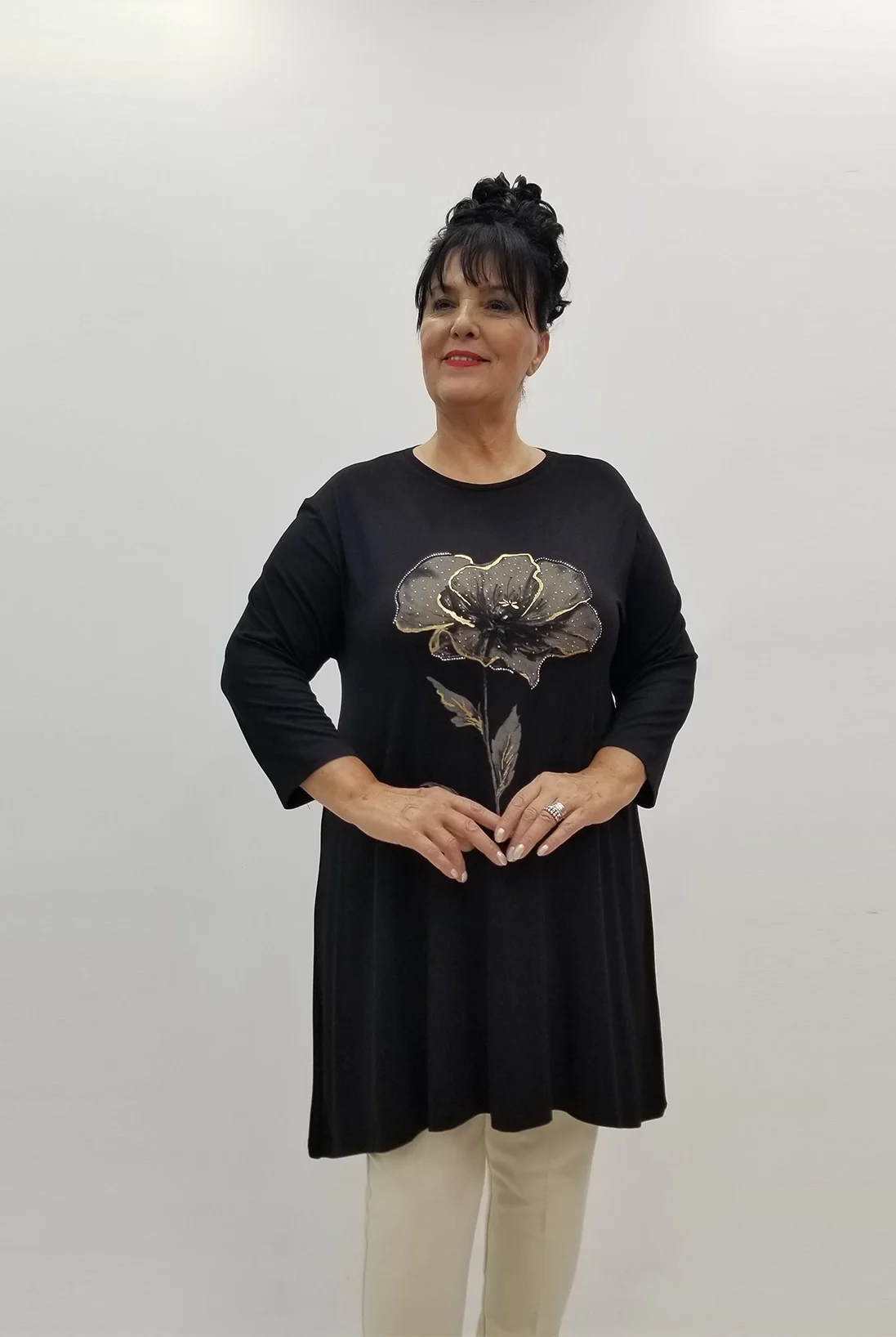 Miraggio Büyük Beden Tunik 99729 SİY-GOLD