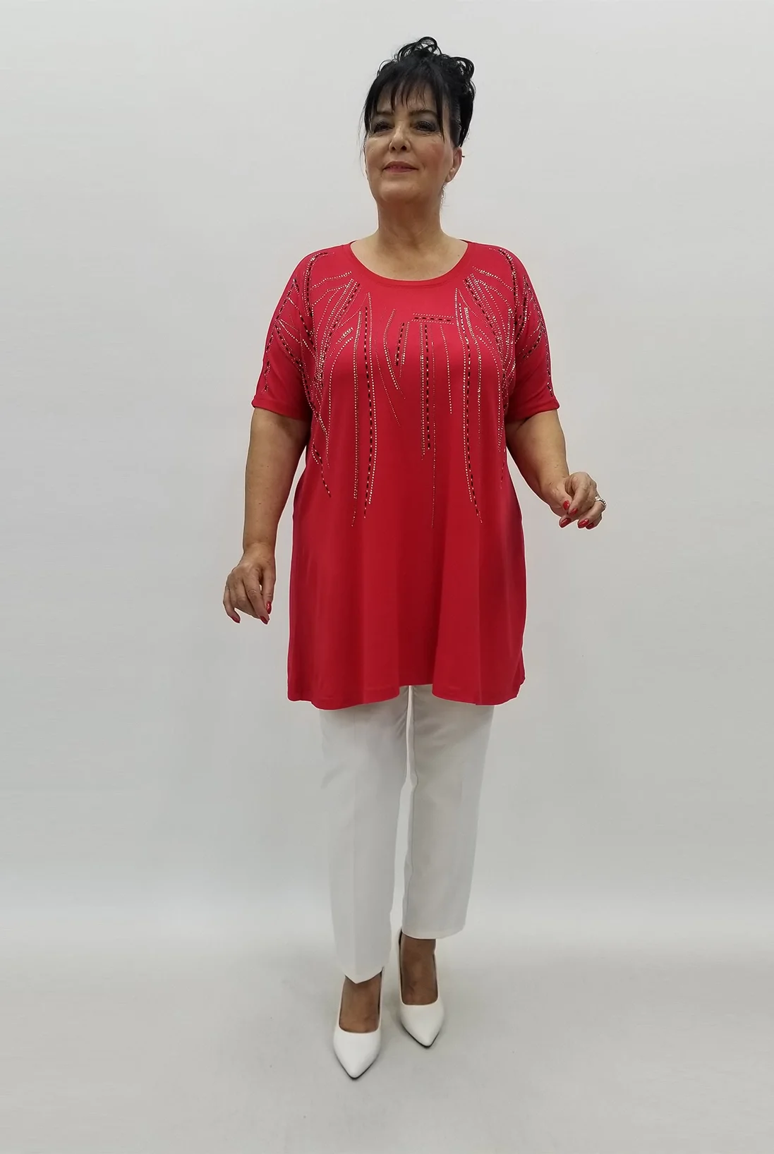 Miraggio Büyük Beden Tunik 99874 KIRMIZI