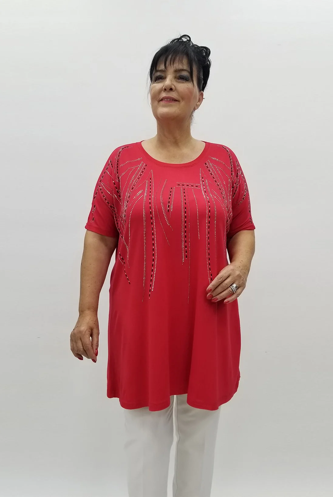 Miraggio Büyük Beden Tunik 99874 KIRMIZI