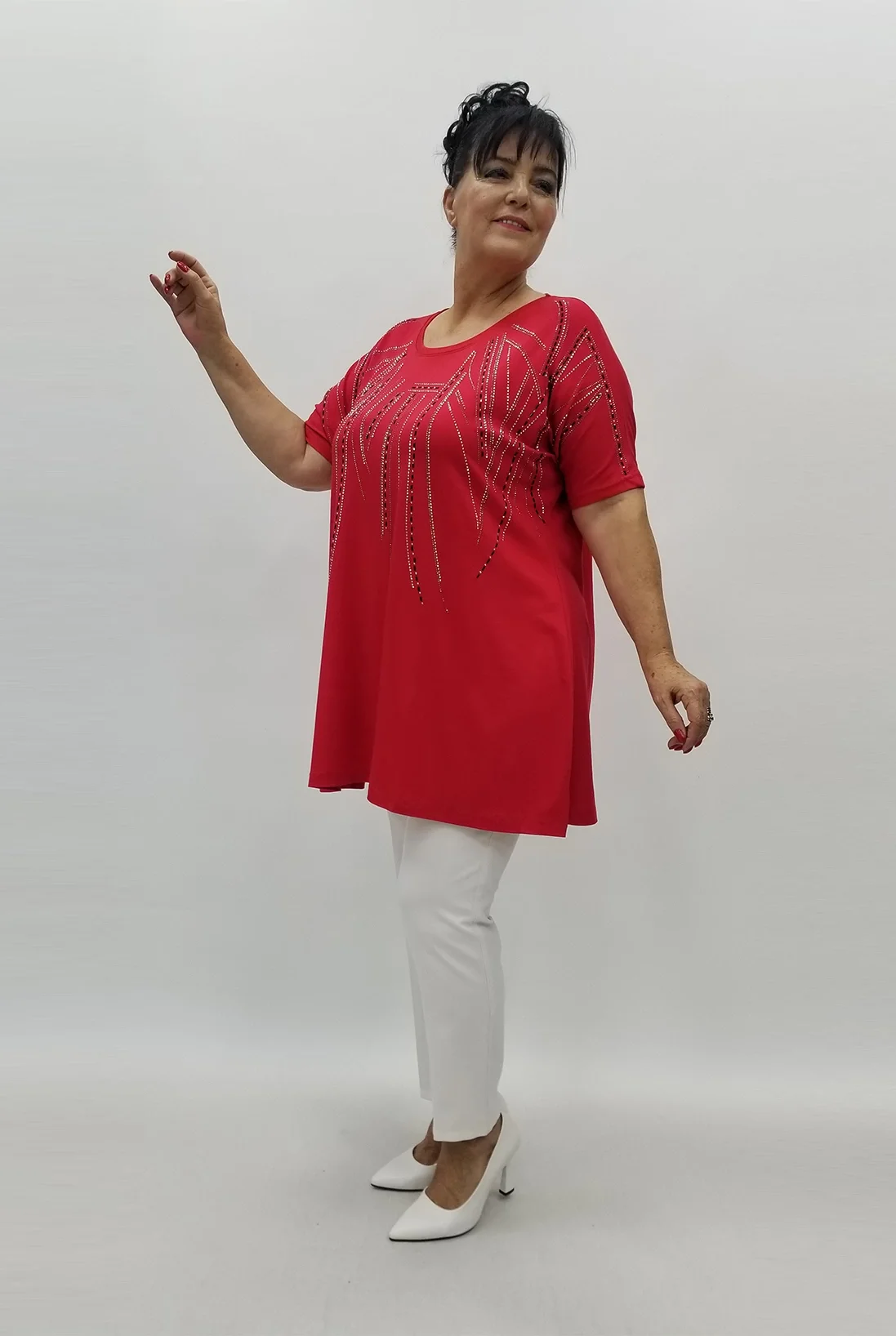 Miraggio Büyük Beden Tunik 99874 KIRMIZI