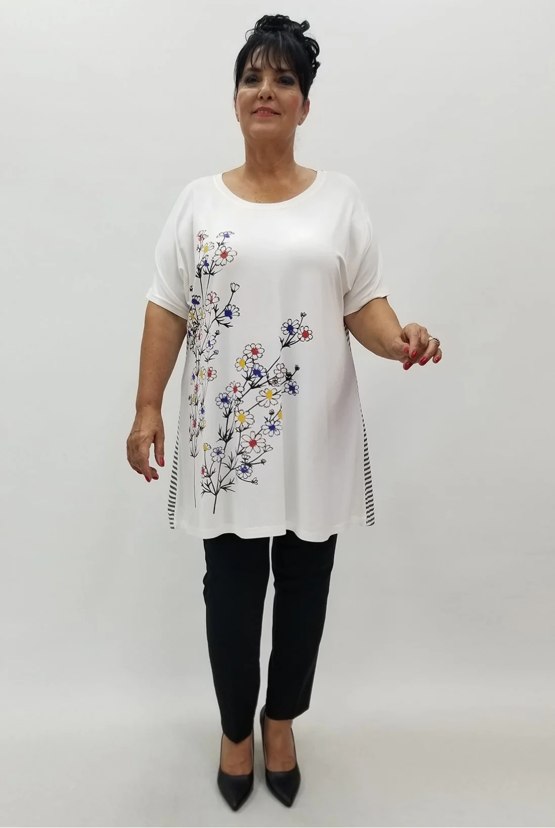 Miraggio Büyük Beden Tunik 99877 BEYAZ/GRİ