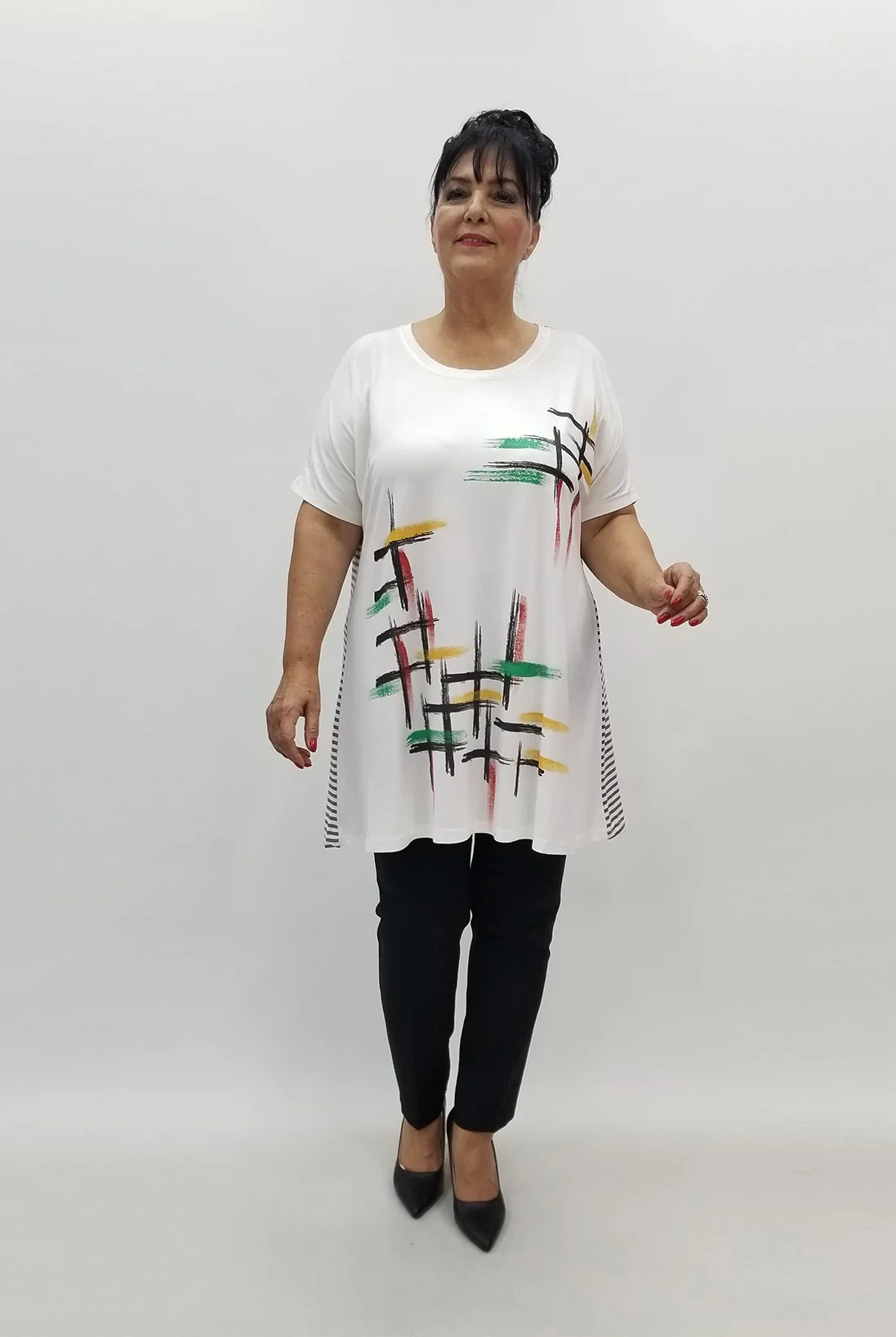 Miraggio Büyük Beden Tunik 99879 BEYAZ/GRİ