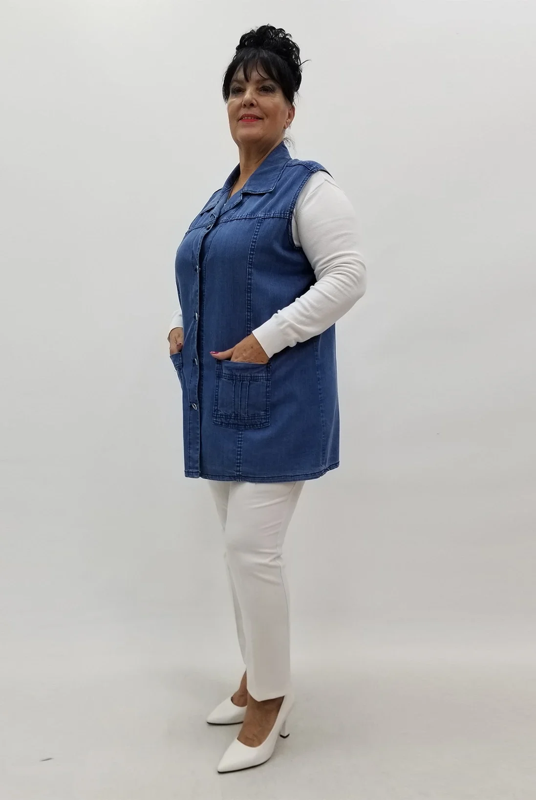 Miraggio Büyük Beden Yelek 4042 KOT MAVİ