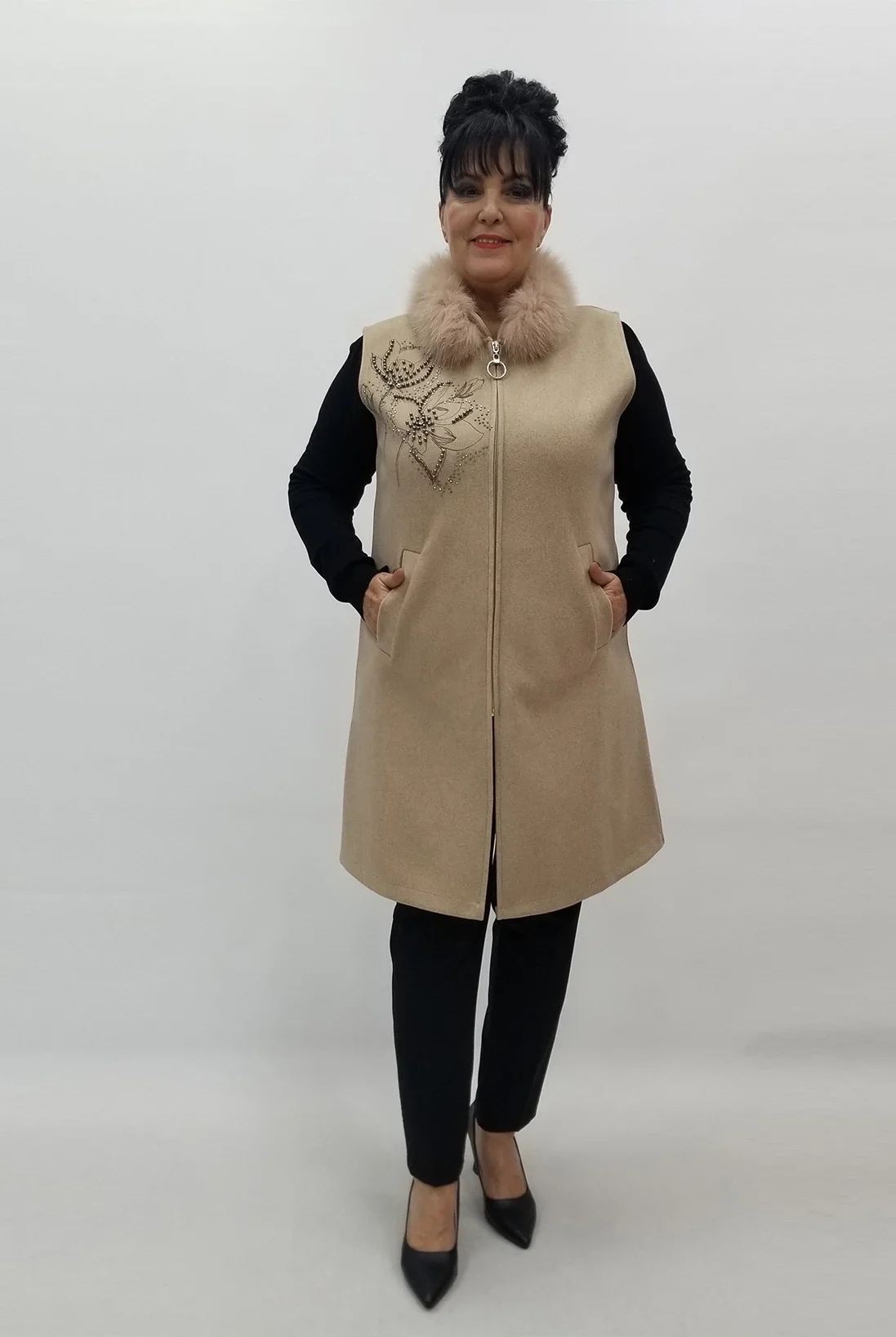 Miraggio Büyük Beden Yelek 4141 BEJ