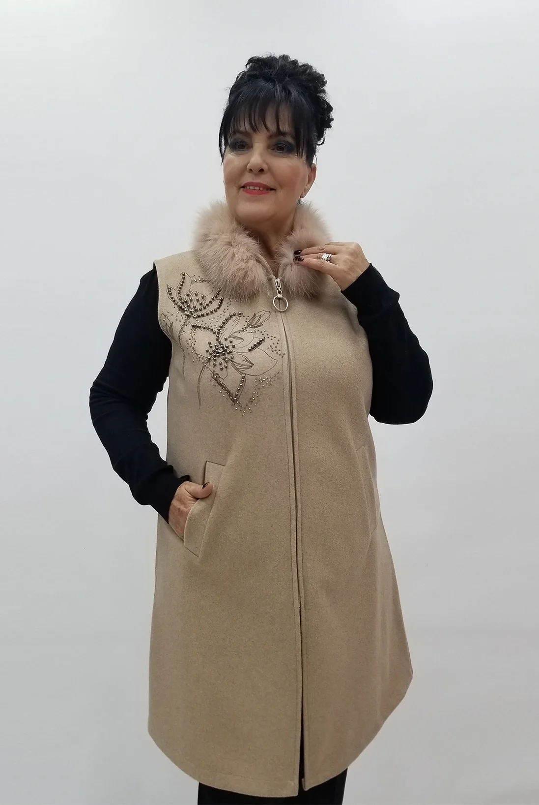 Miraggio Büyük Beden Yelek 4141 BEJ