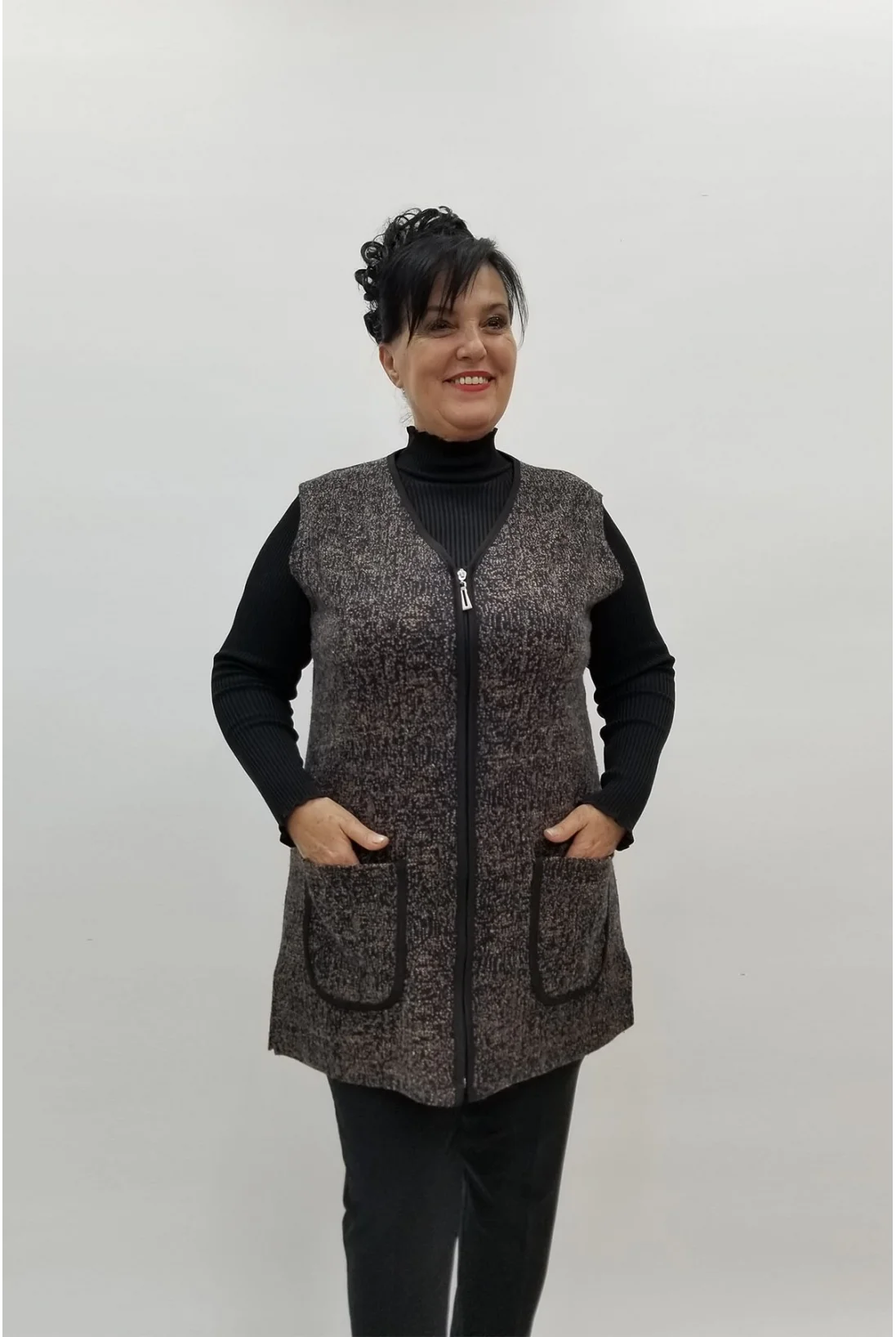 Miraggio Büyük Beden Yelek 98162 KAHVE