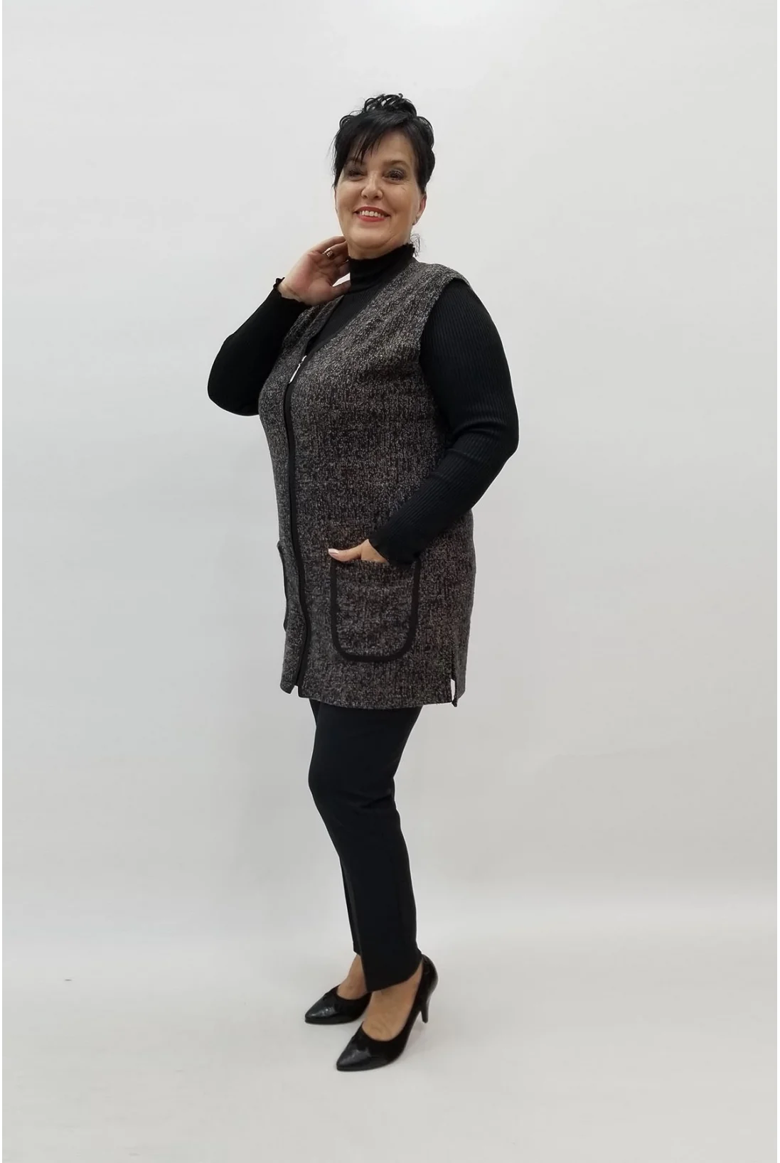 Miraggio Büyük Beden Yelek 98162 KAHVE