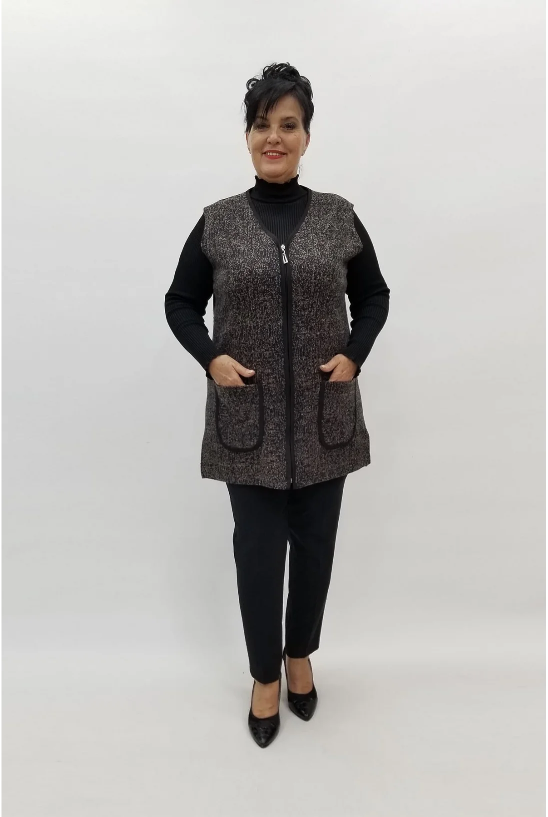 Miraggio Büyük Beden Yelek 98162 KAHVE