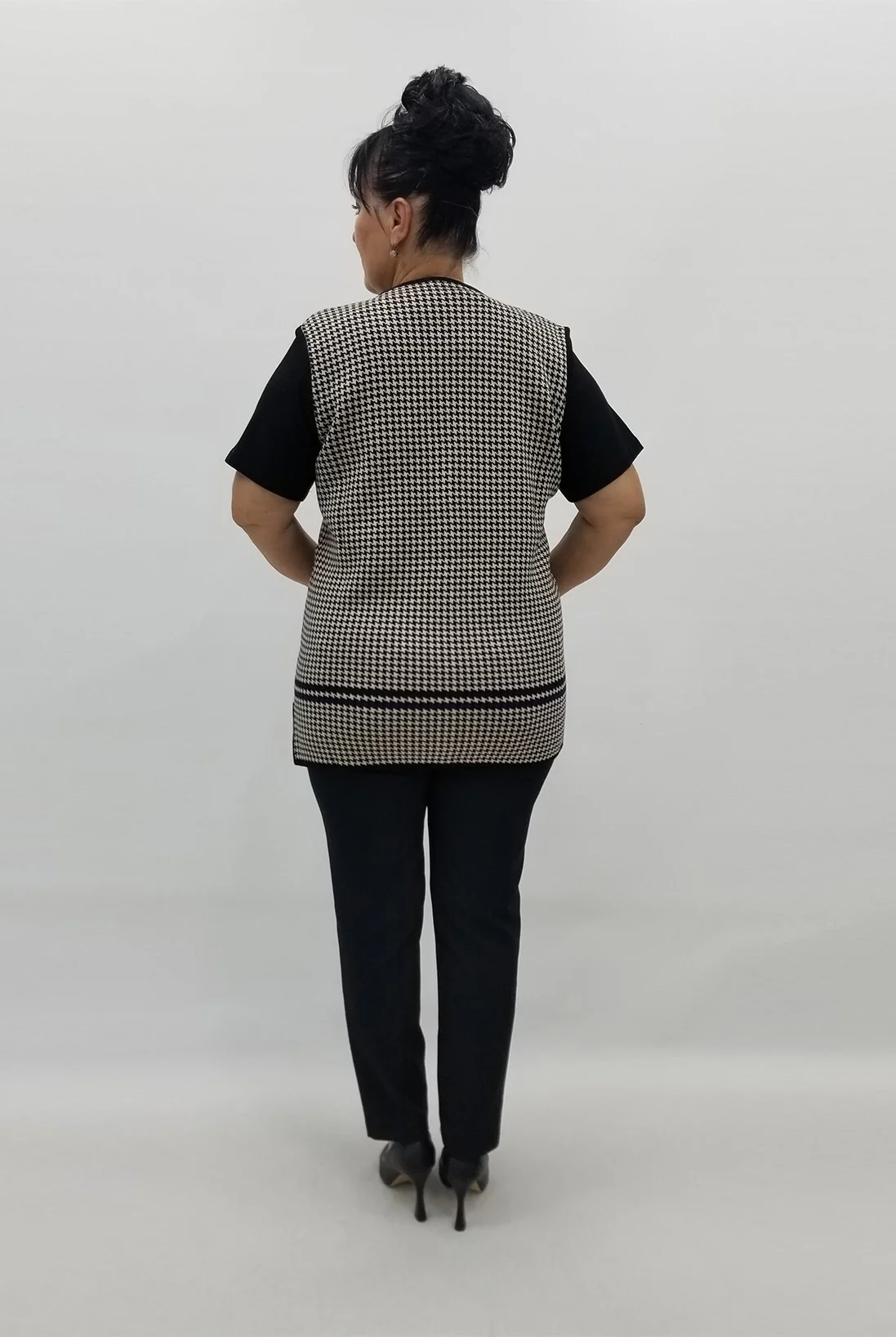 Miraggio Büyük Beden Yelek 99124 SİYAH/KREM