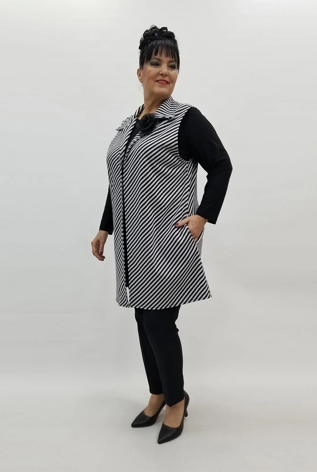 Miraggio Büyük Beden Yelek 99145 SİYAH/BEYAZ