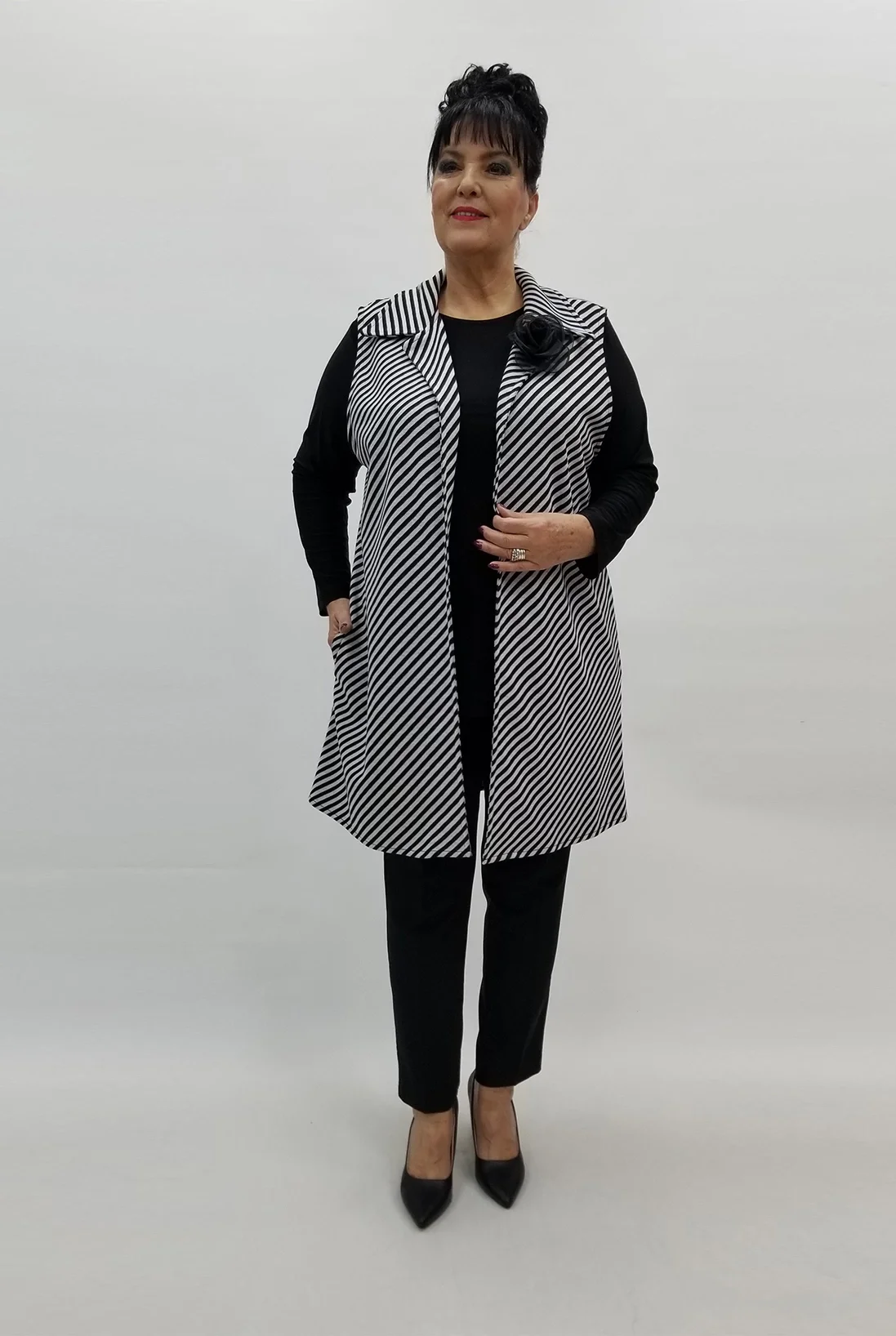 Miraggio Büyük Beden Yelek 99145 SİYAH/BEYAZ