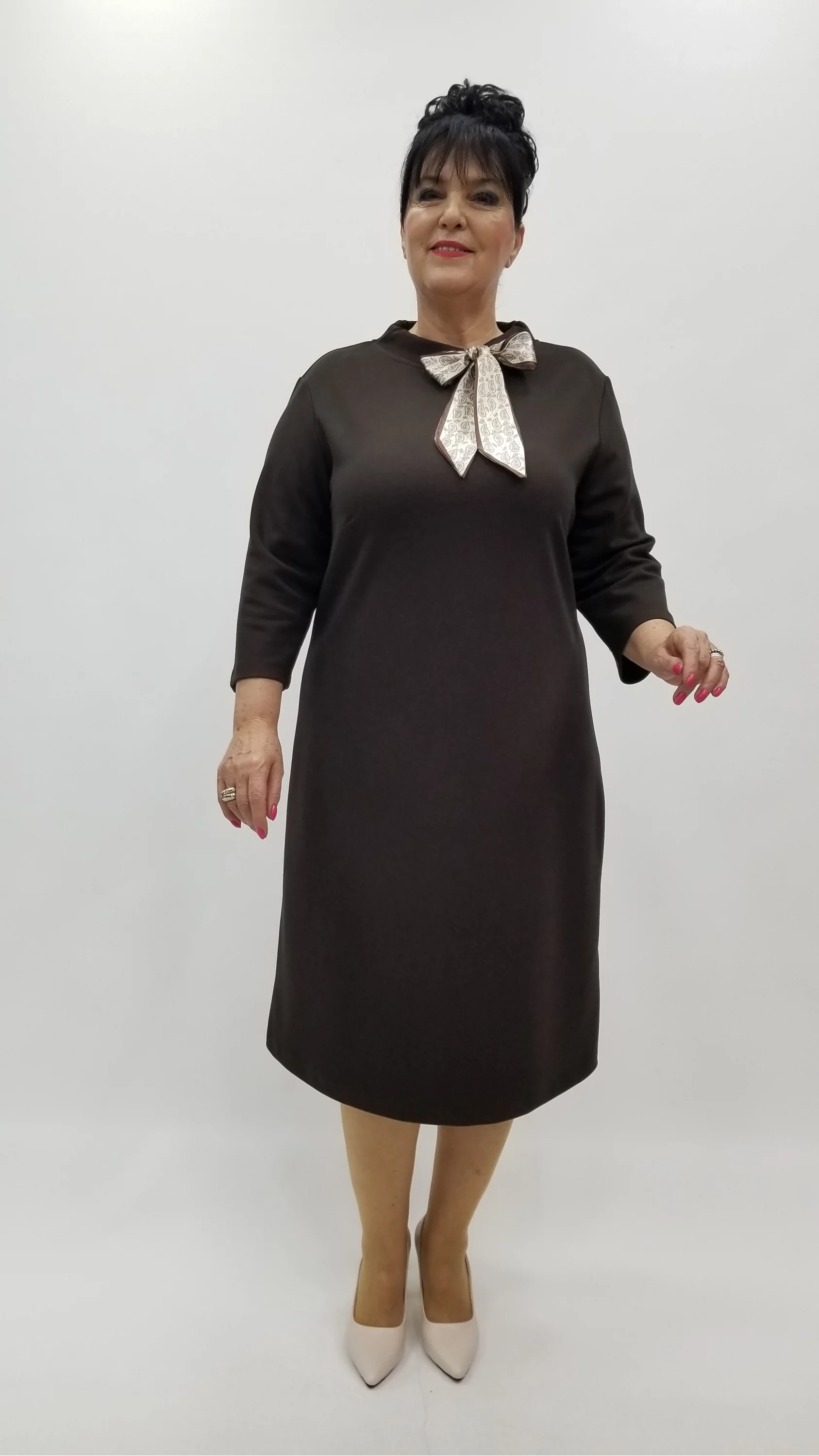 Miraggio Büyük Beden Elbise 4383 KAHVE