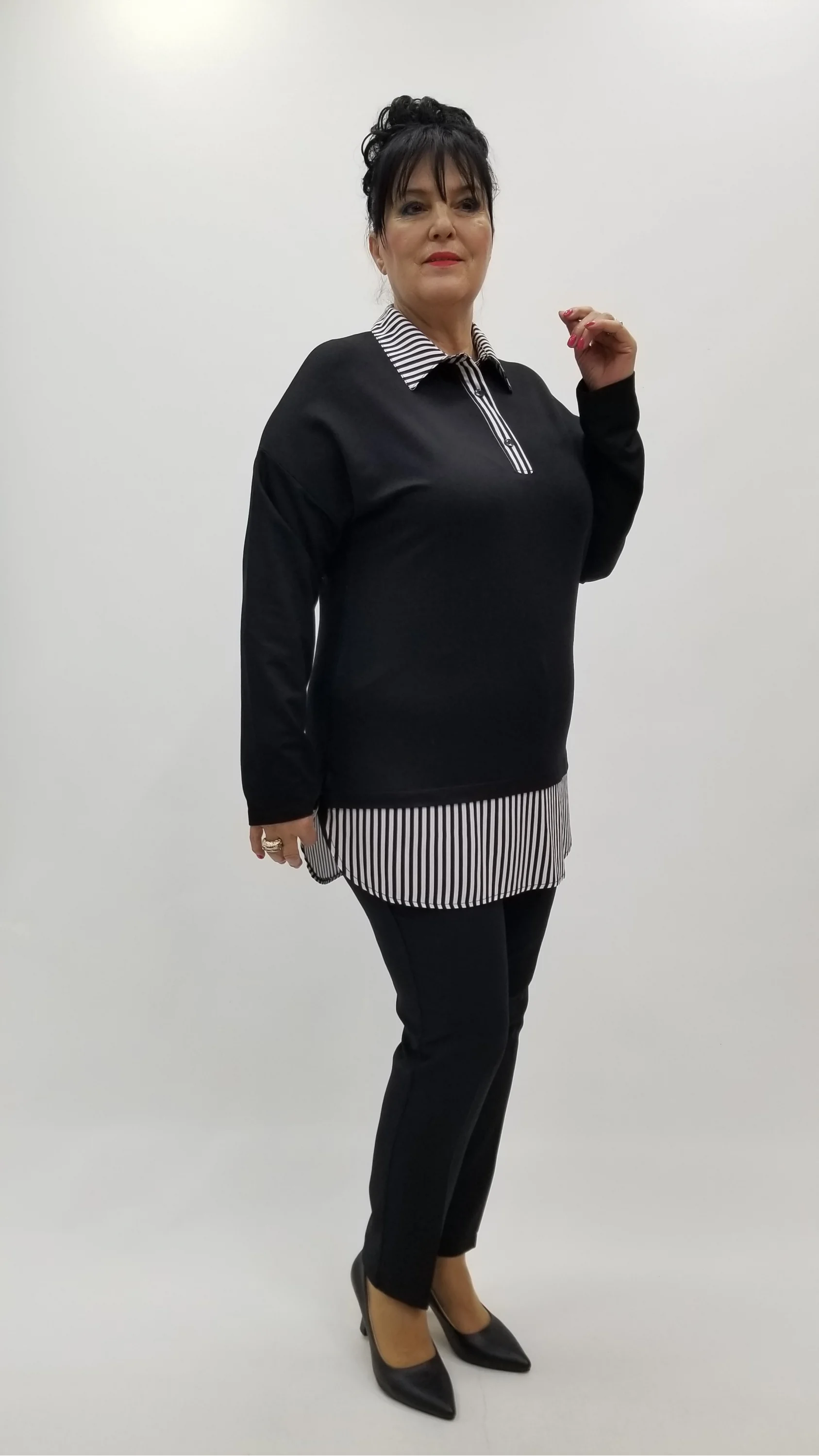 Miraggio Büyük Beden Bluz 4377 SİYAH/BEYAZ