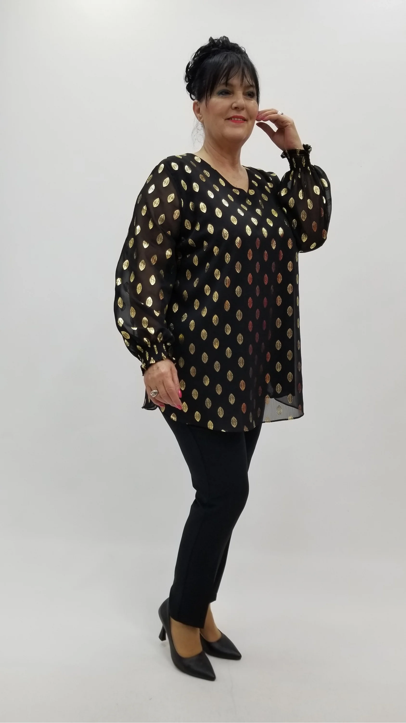 Miraggio Büyük Beden Abiye Bluz 4369 SİY-GOLD