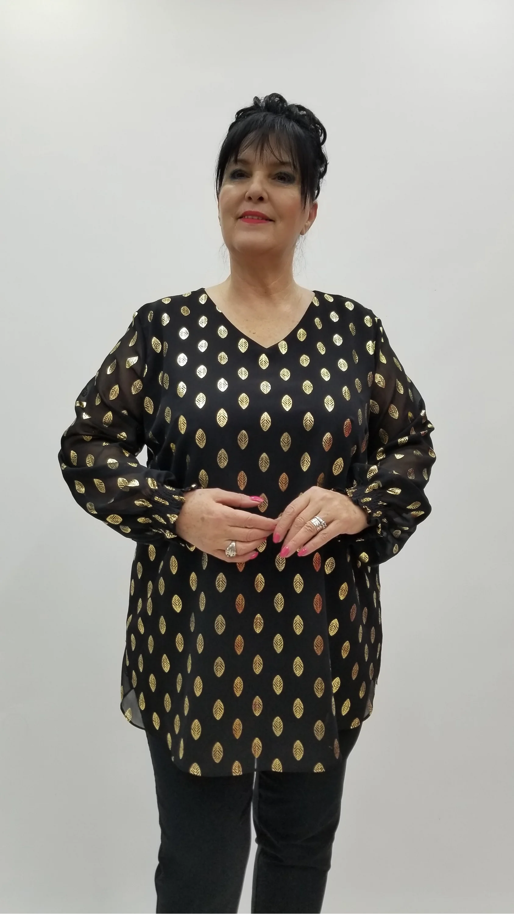 Miraggio Büyük Beden Abiye Bluz 4369 SİY-GOLD