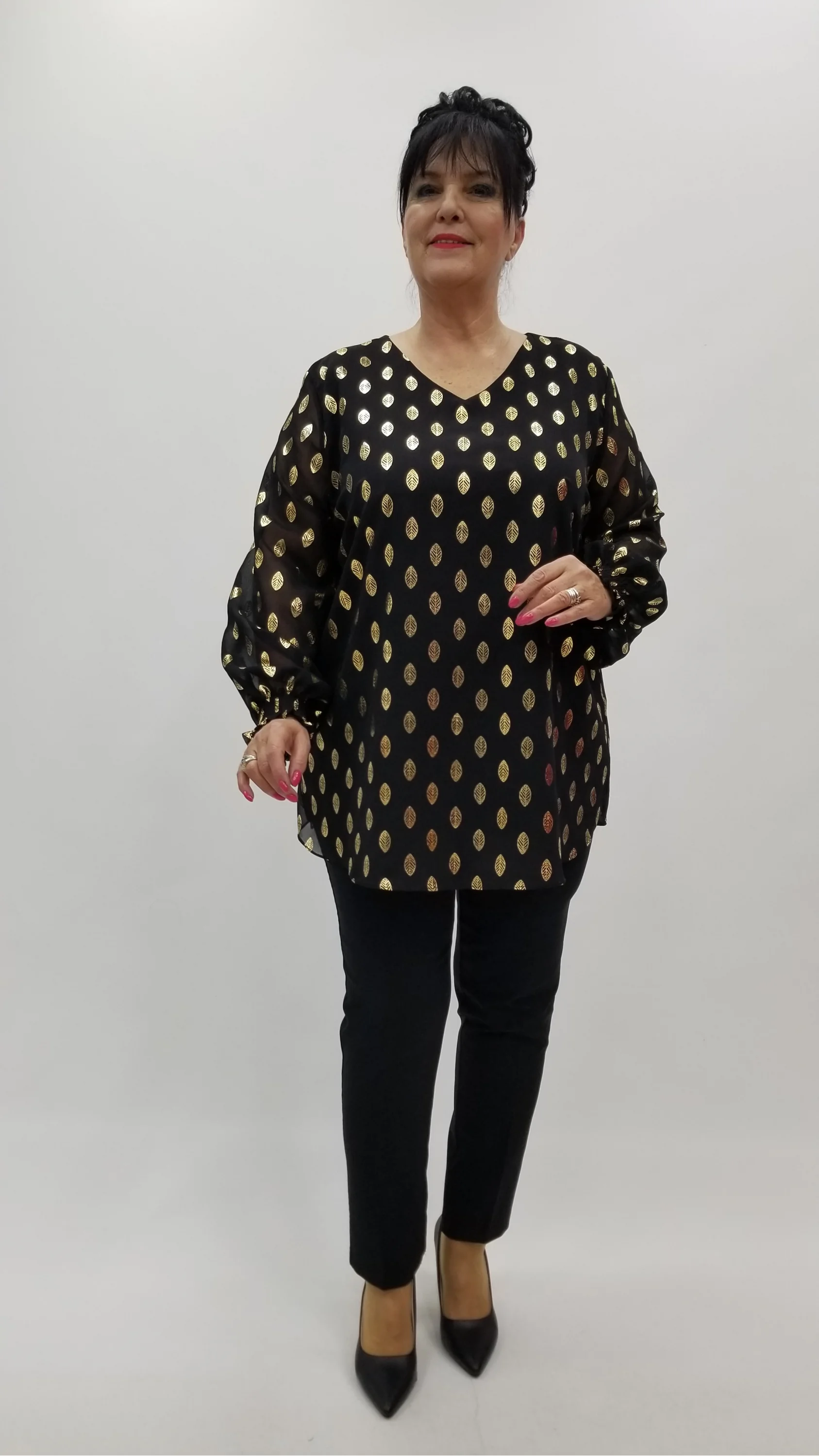 Miraggio Büyük Beden Abiye Bluz 4369 SİY-GOLD