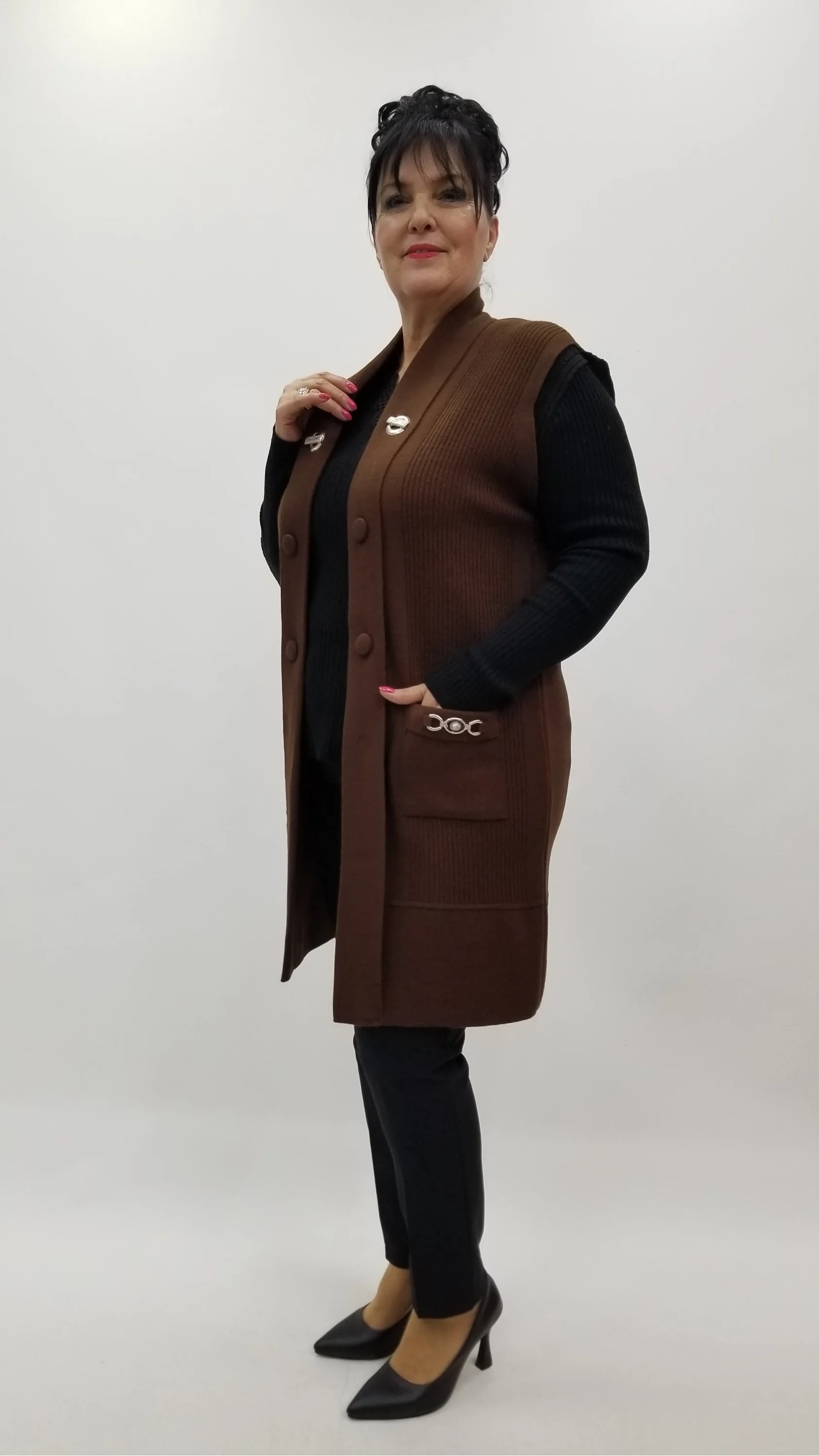 Miraggio Büyük Beden Yelek 4233 KAHVE