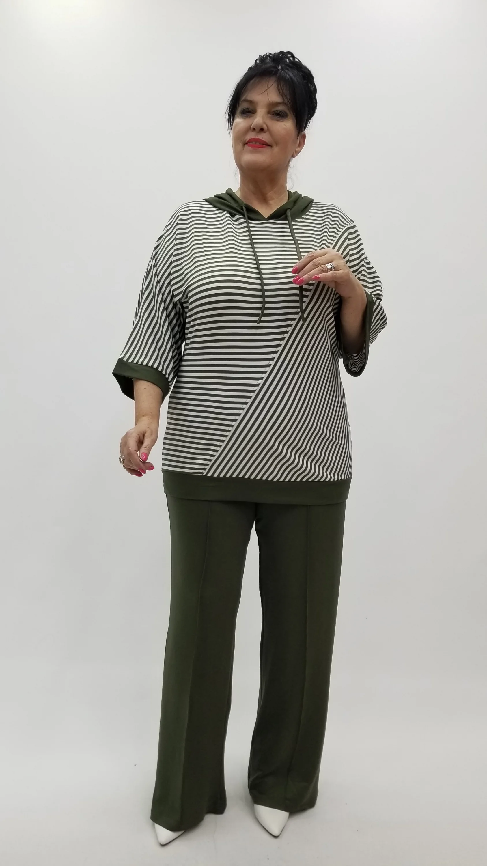 Miraggio Büyük Beden Takım 4335 HAKİ/BEYAZ