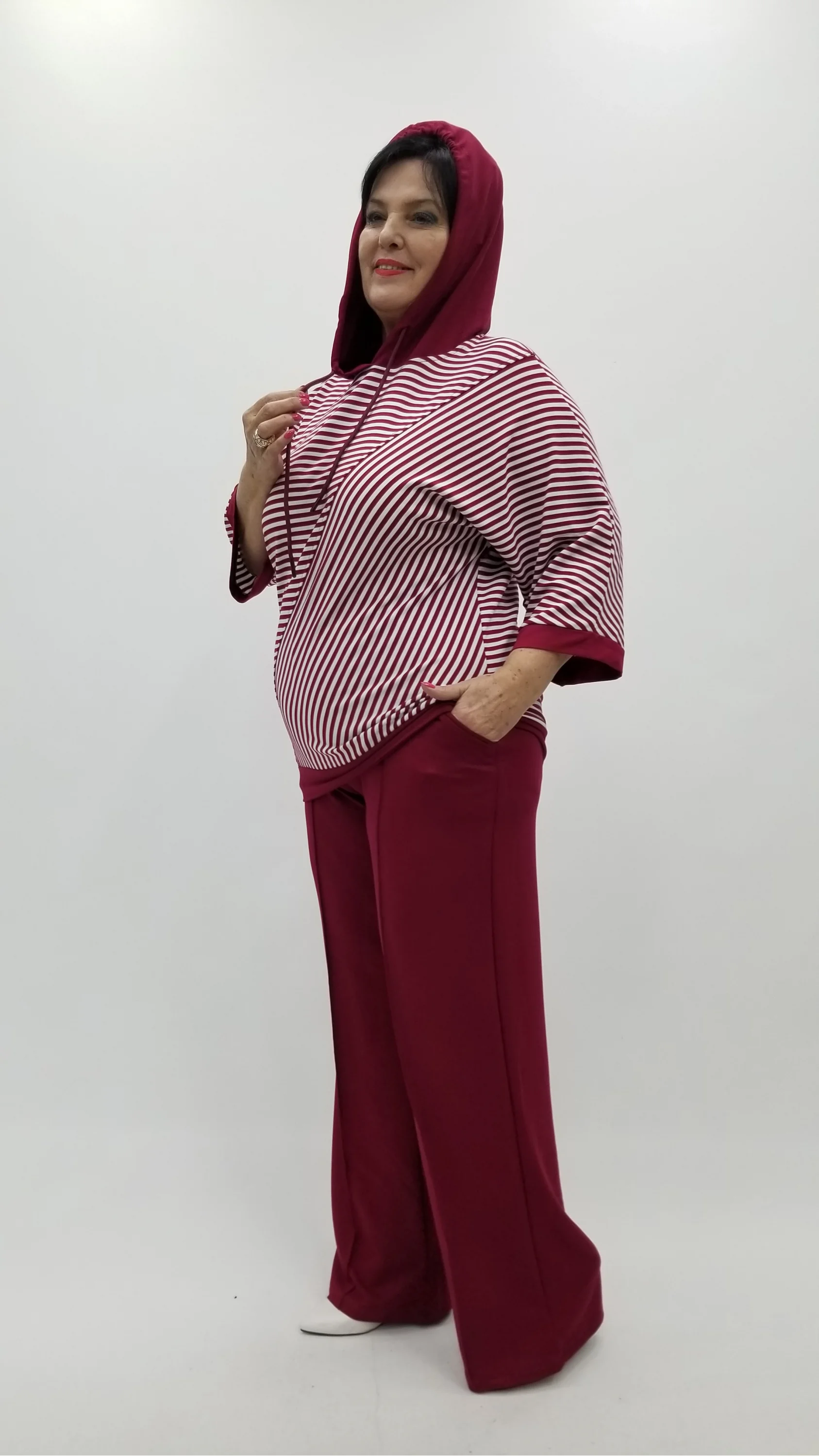 Miraggio Büyük Beden Takım 4335 BORDO/BEYAZ