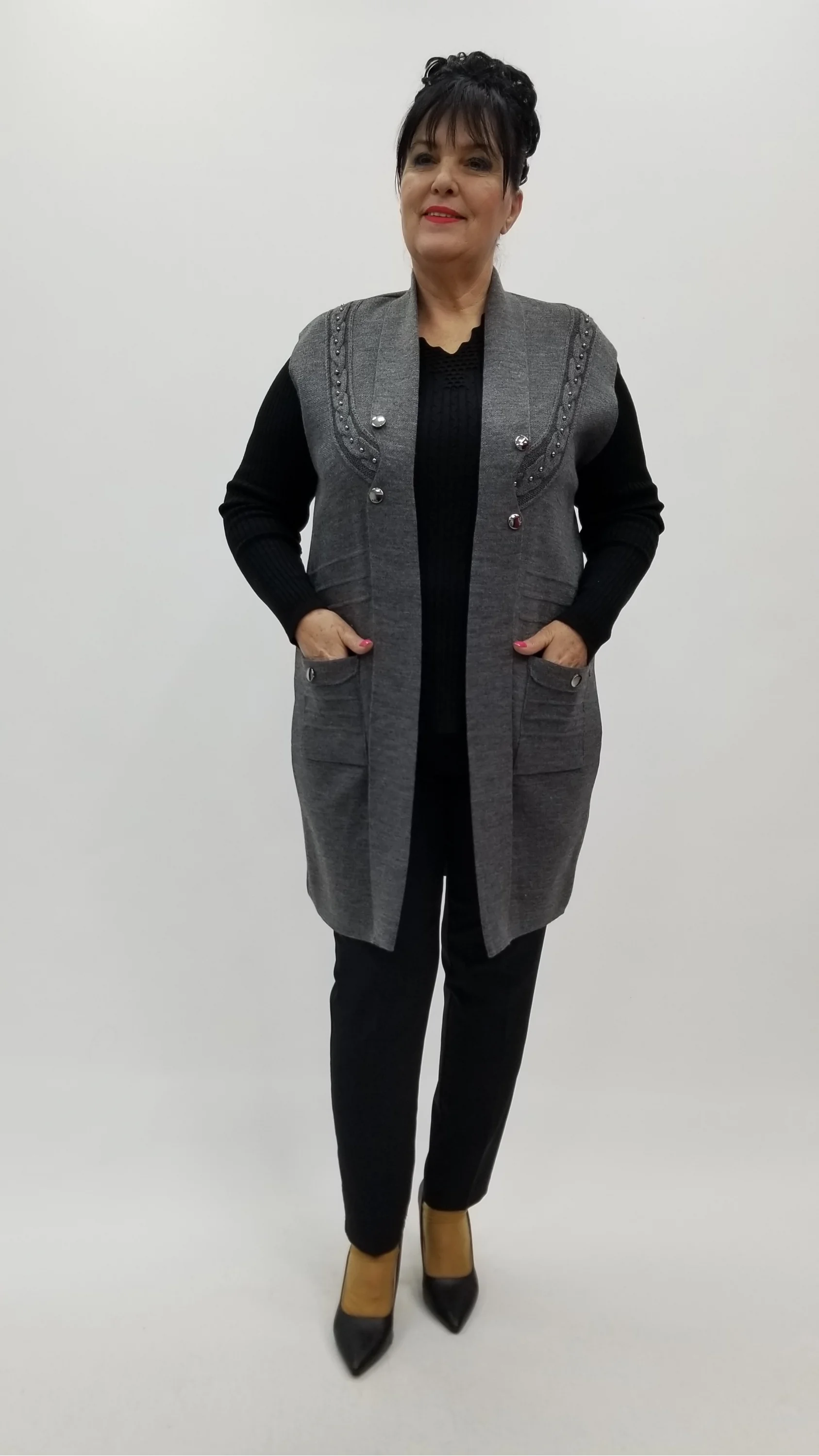 Miraggio Büyük Beden Yelek 4374 FÜME