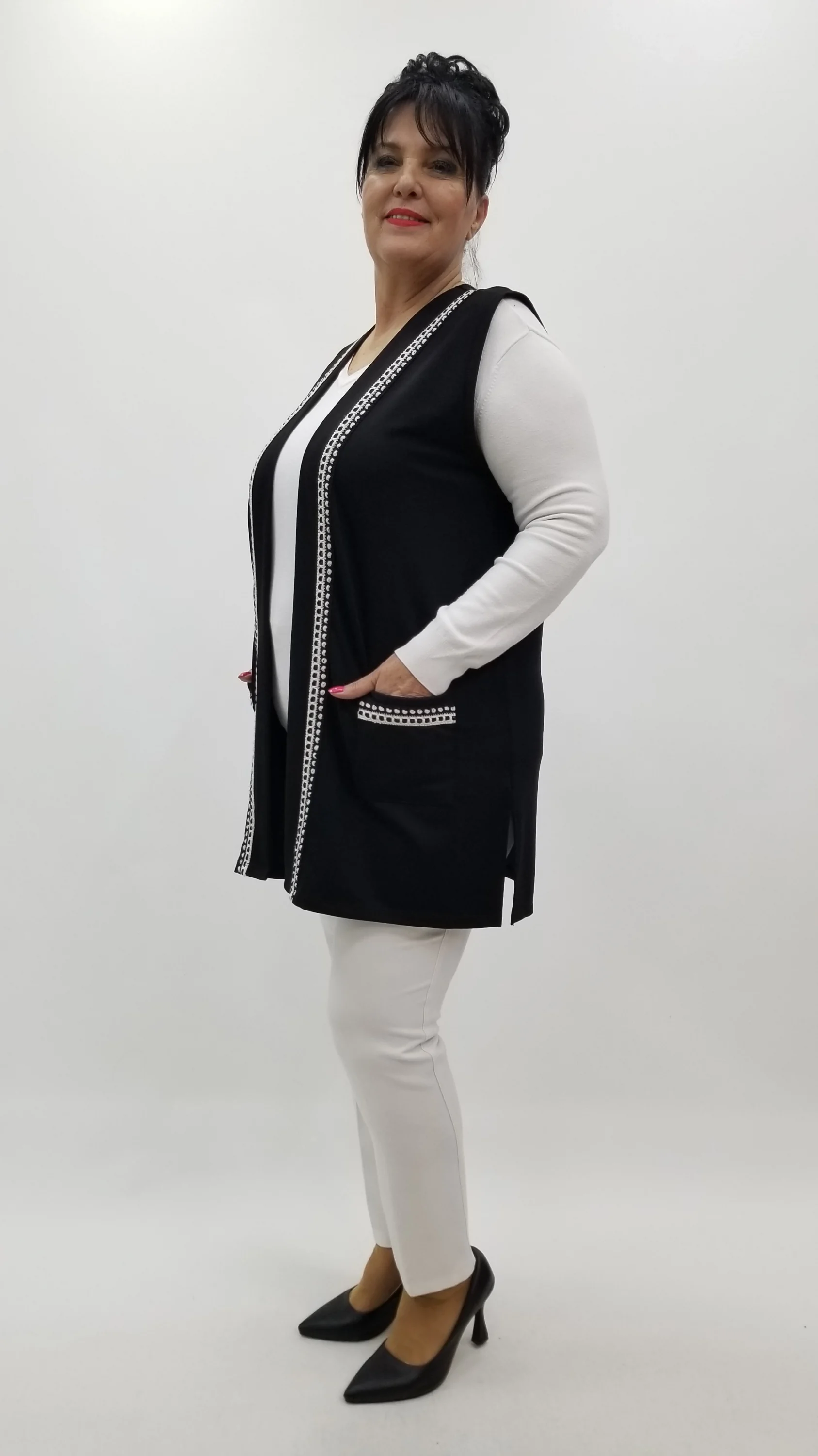 Miraggio Büyük Beden Yelek 4271 SİYAH/BEYAZ